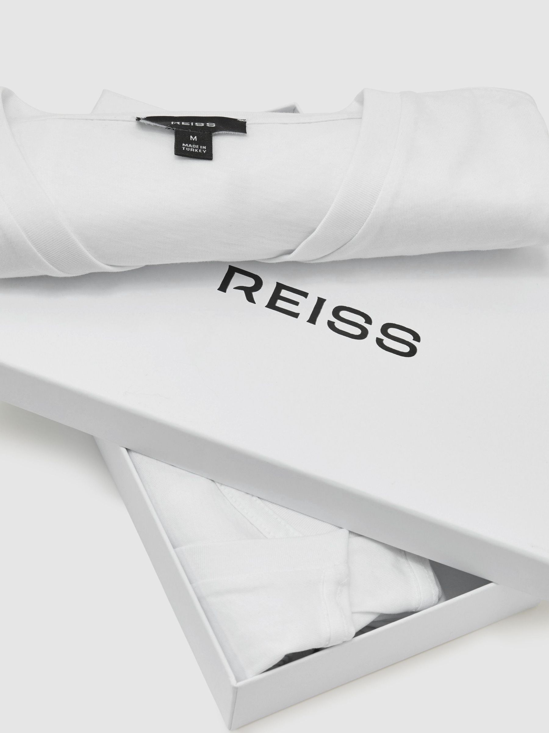3-Pack Cotton V-Neck Tailored-Fit T-Shirts in White - Image 4 of 6