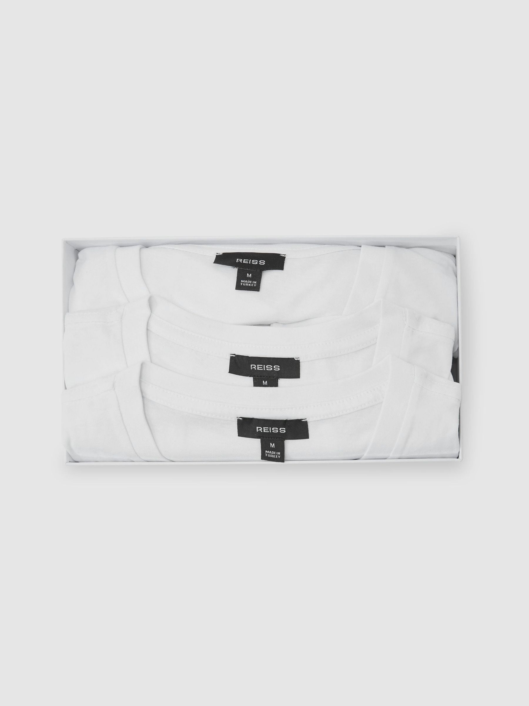 3-Pack Cotton V-Neck Tailored-Fit T-Shirts in White - Image 5 of 6