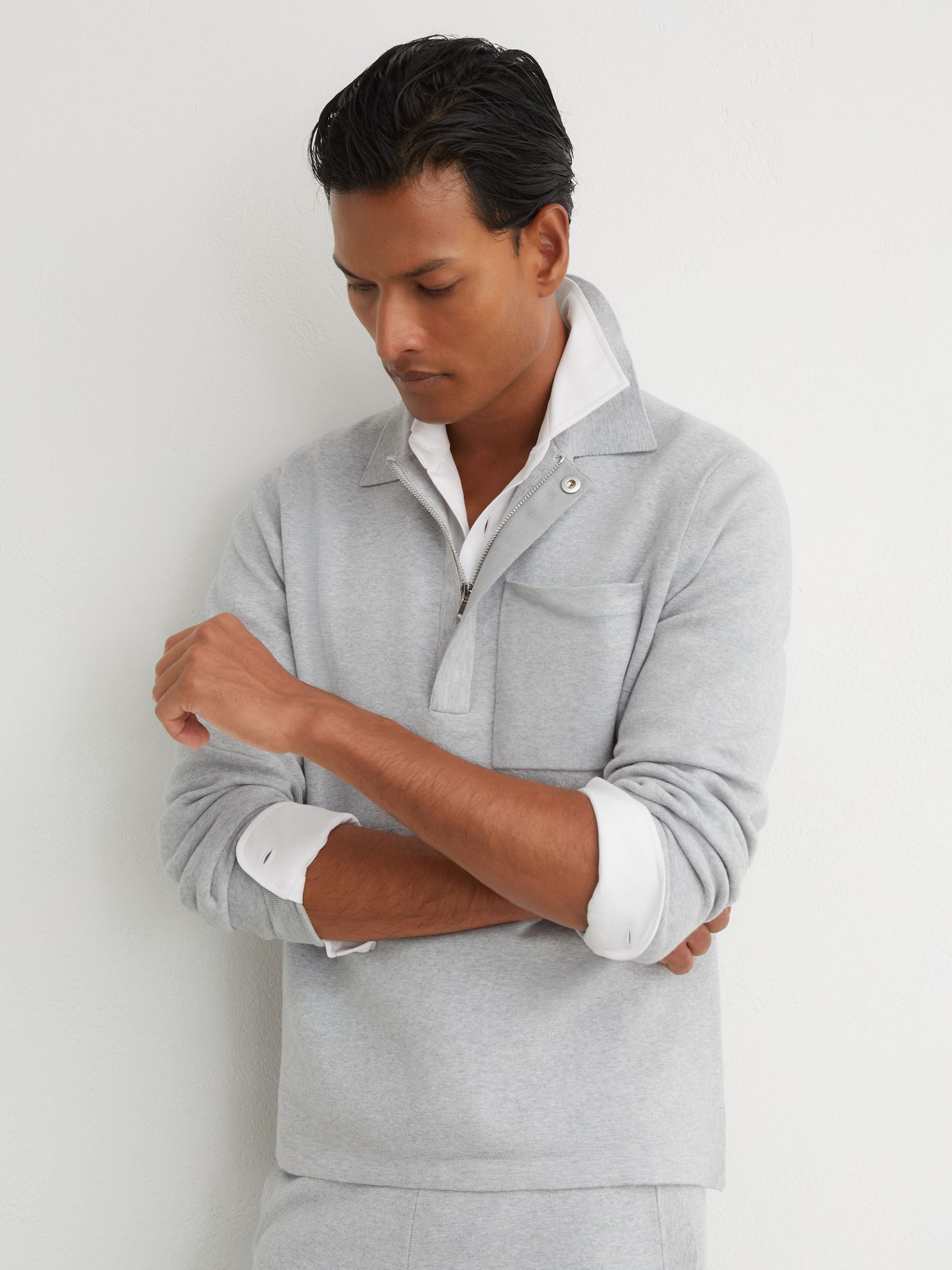 Polo Shirt in Soft Grey - Image 1 of 8