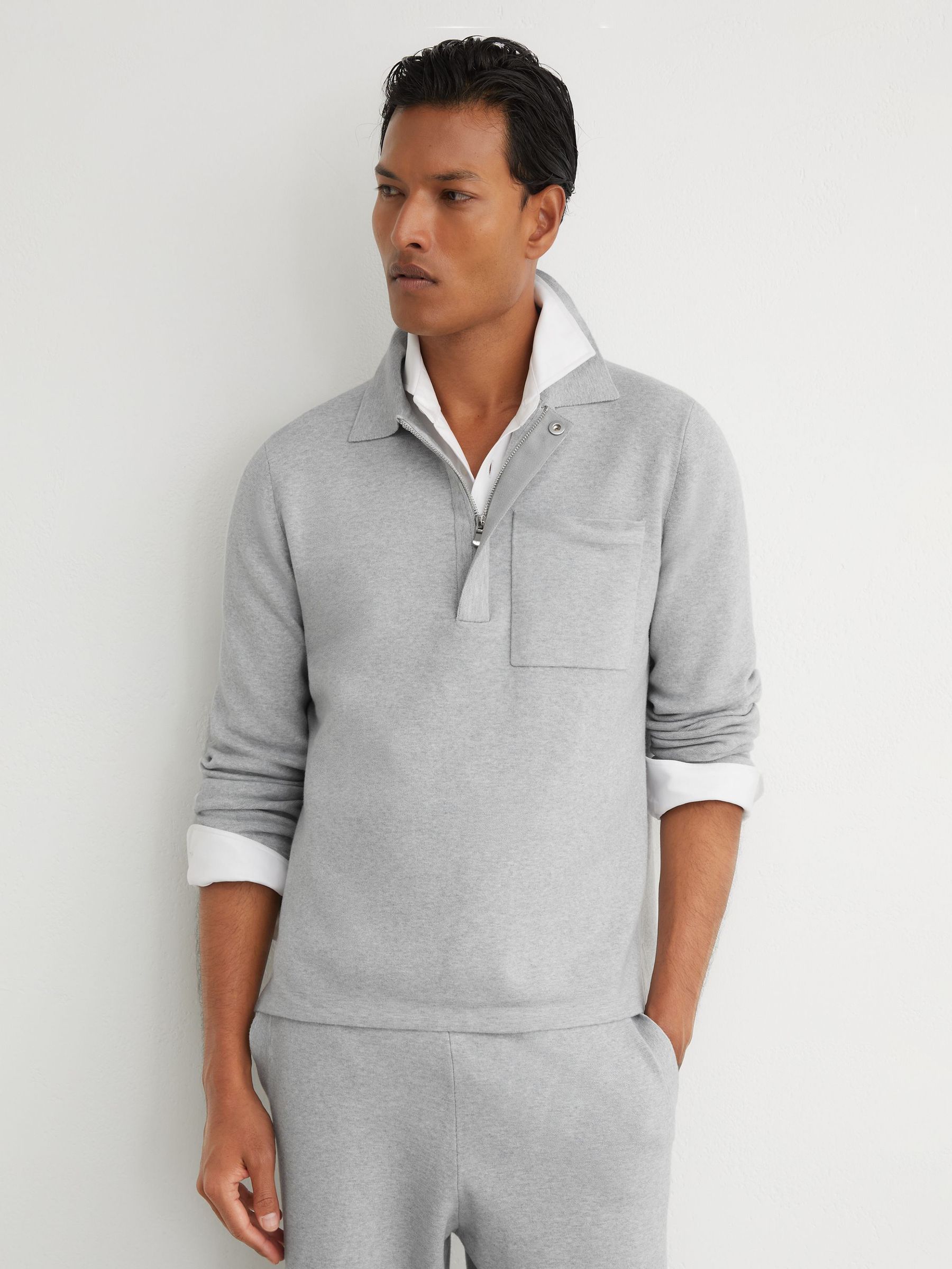 Polo Shirt in Soft Grey - Image 7 of 8