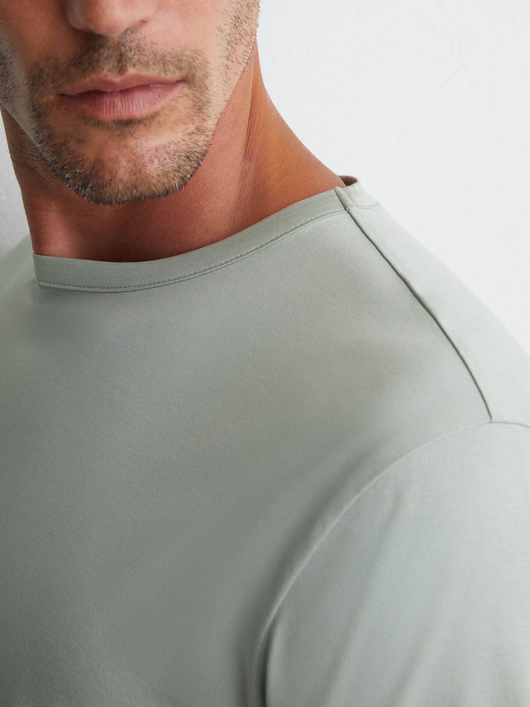Air-Water Cotton Tailored-Fit T-Shirt in Light Sage Green - Image 1 of 6