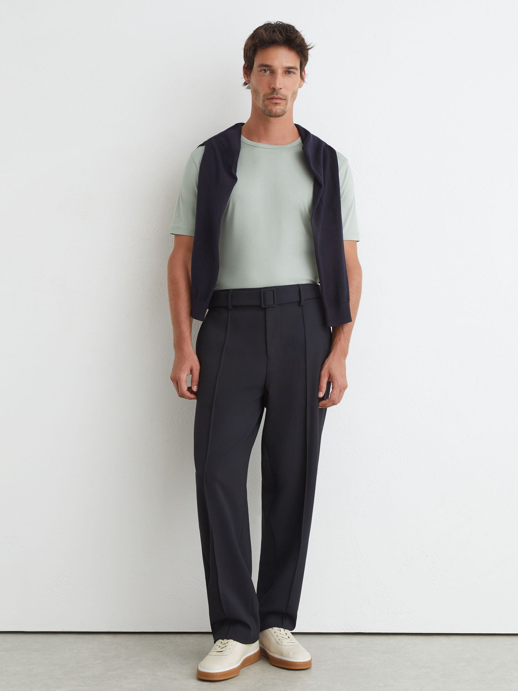 Air-Water Cotton Tailored-Fit T-Shirt in Light Sage Green - Image 3 of 6
