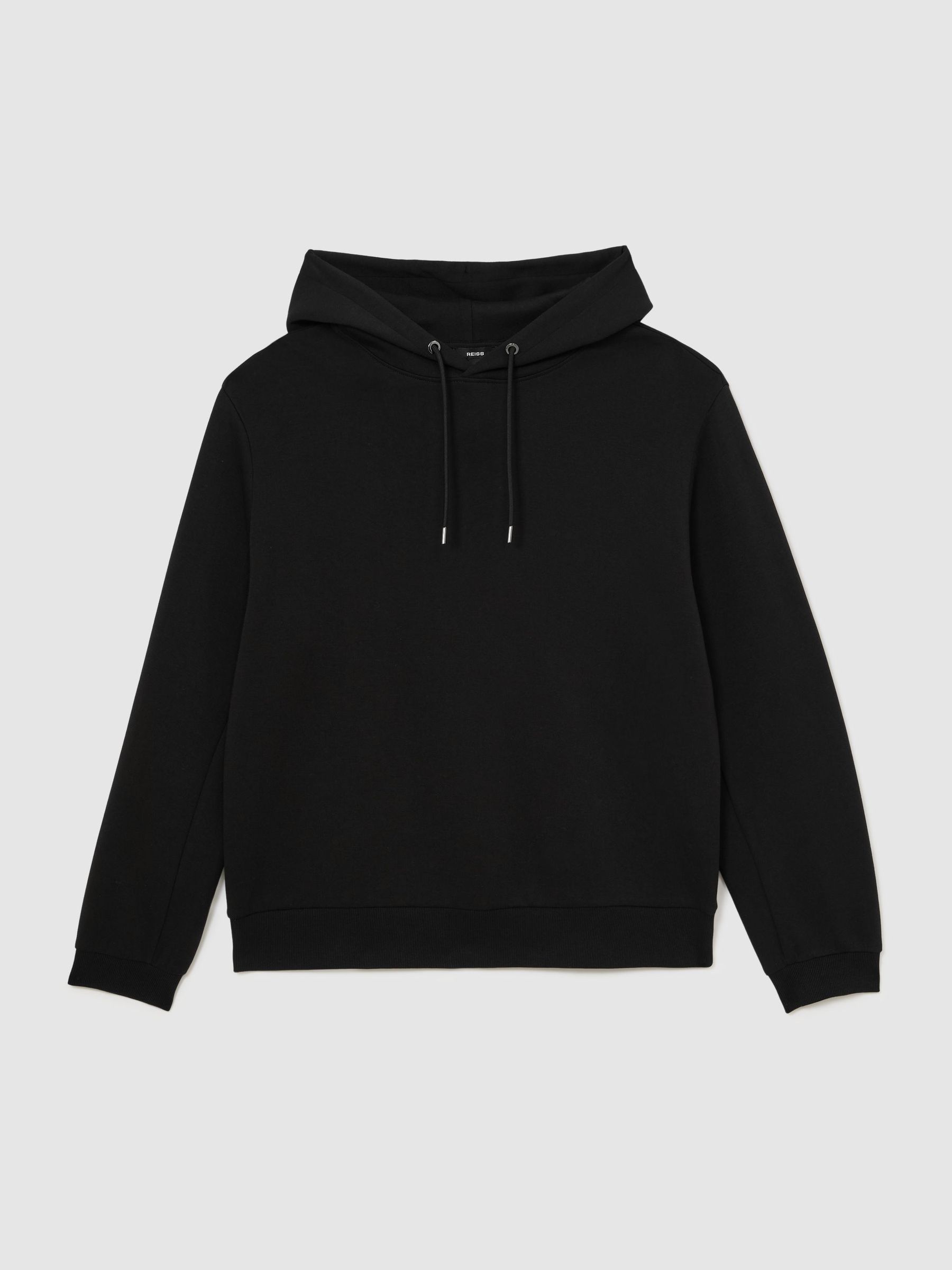 Premium Interlock Relaxed-Fit Hoodie in Black - Obrázek 2 z 7