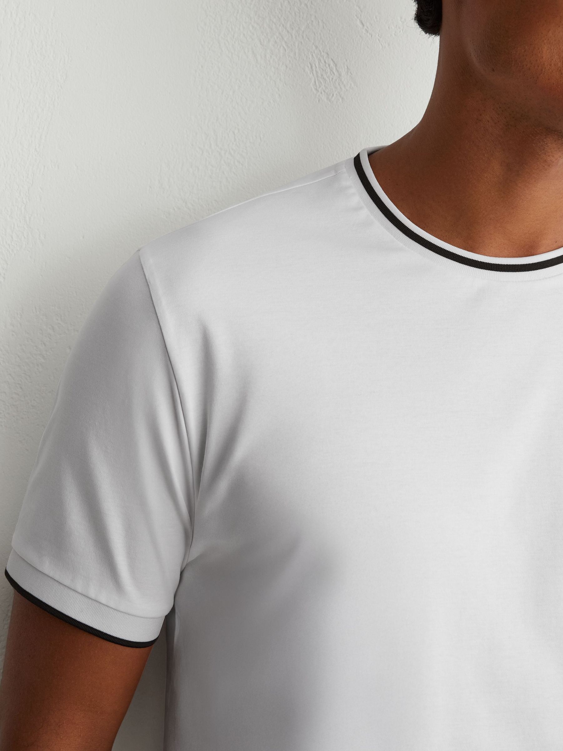 Air-Water Cotton Tipped Tailored-Fit T-Shirt in White - Billede 4 af 6