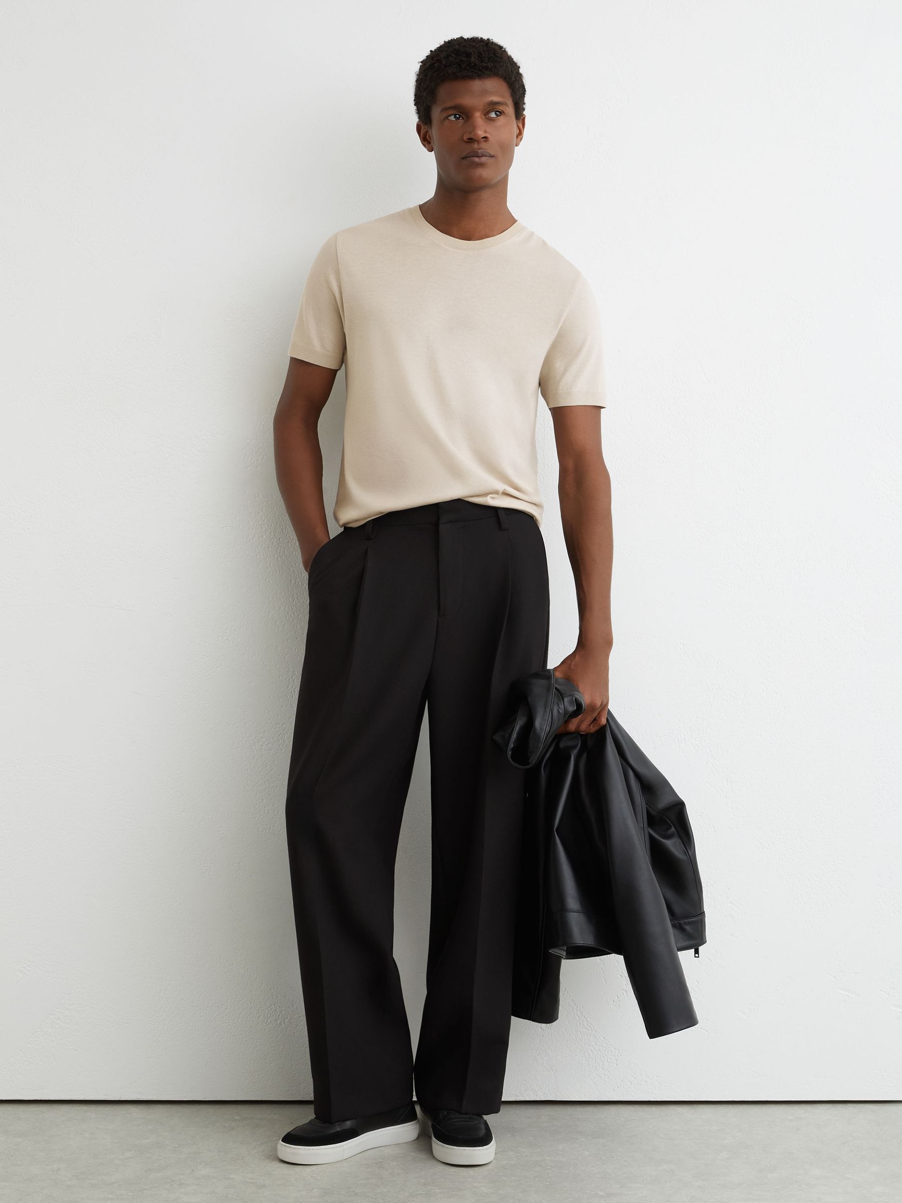 Cotton-Modal Crew-Neck Modern-Fit T-Shirt in Stone - Image 1 of 6