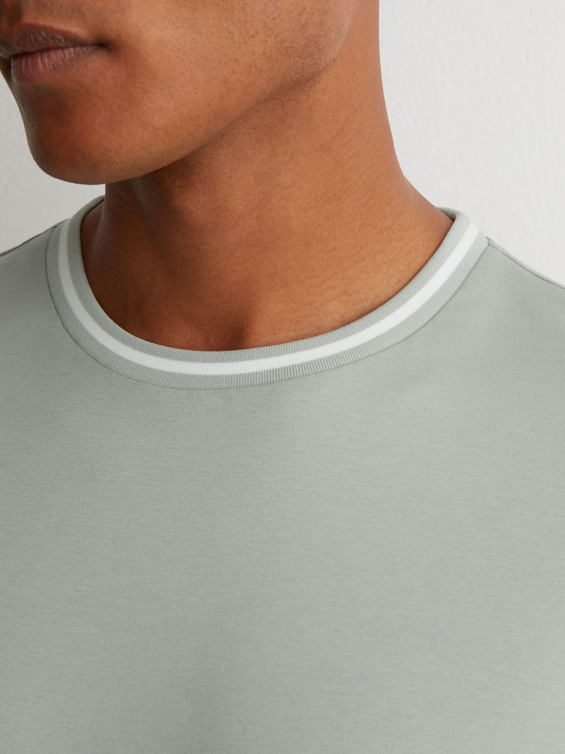 Air-Water Cotton Tipped Tailored-Fit T-Shirt in Light Sage Green - Image 3 of 5