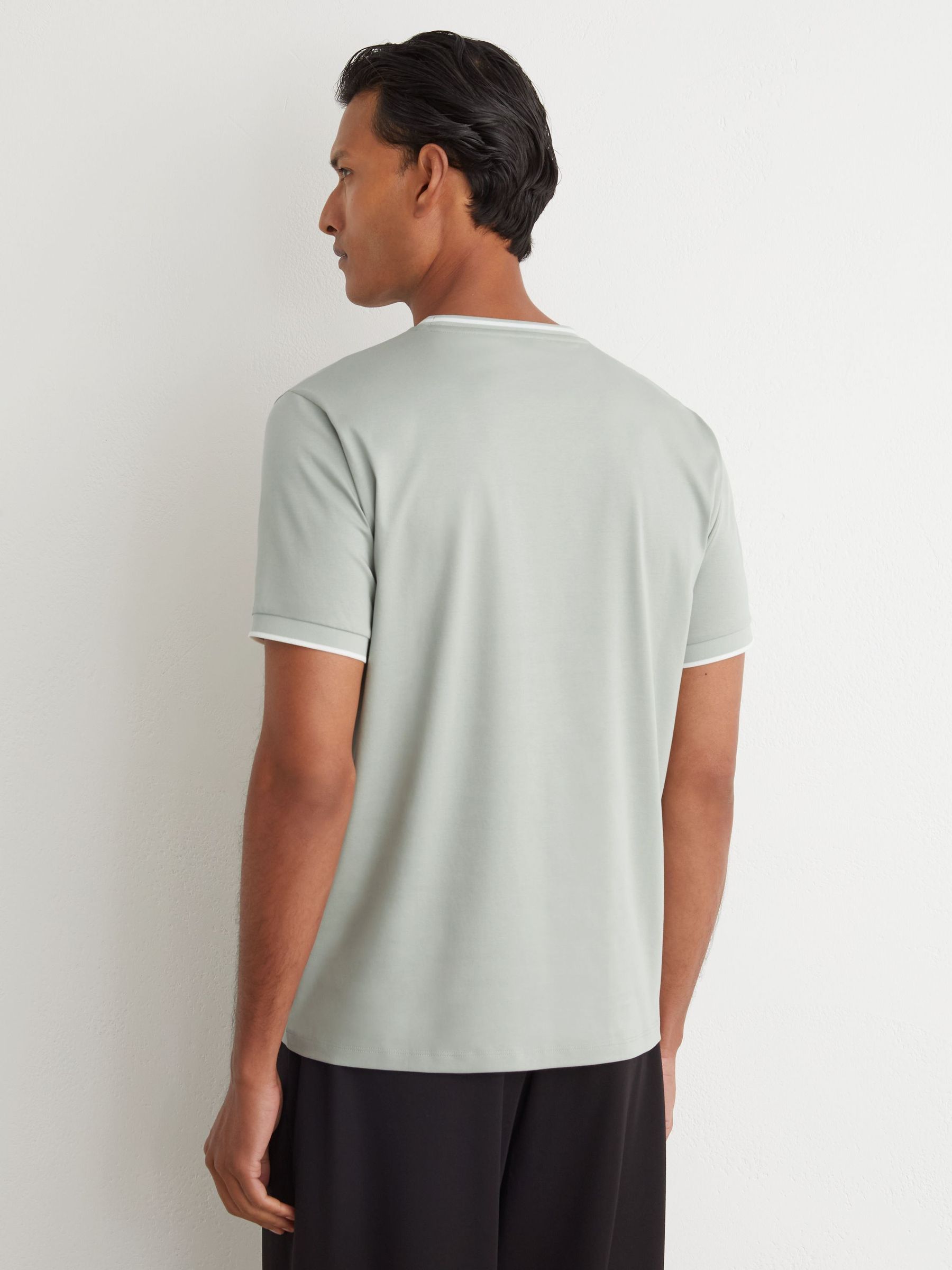 Air-Water Cotton Tipped Tailored-Fit T-Shirt in Light Sage Green - Image 4 of 5