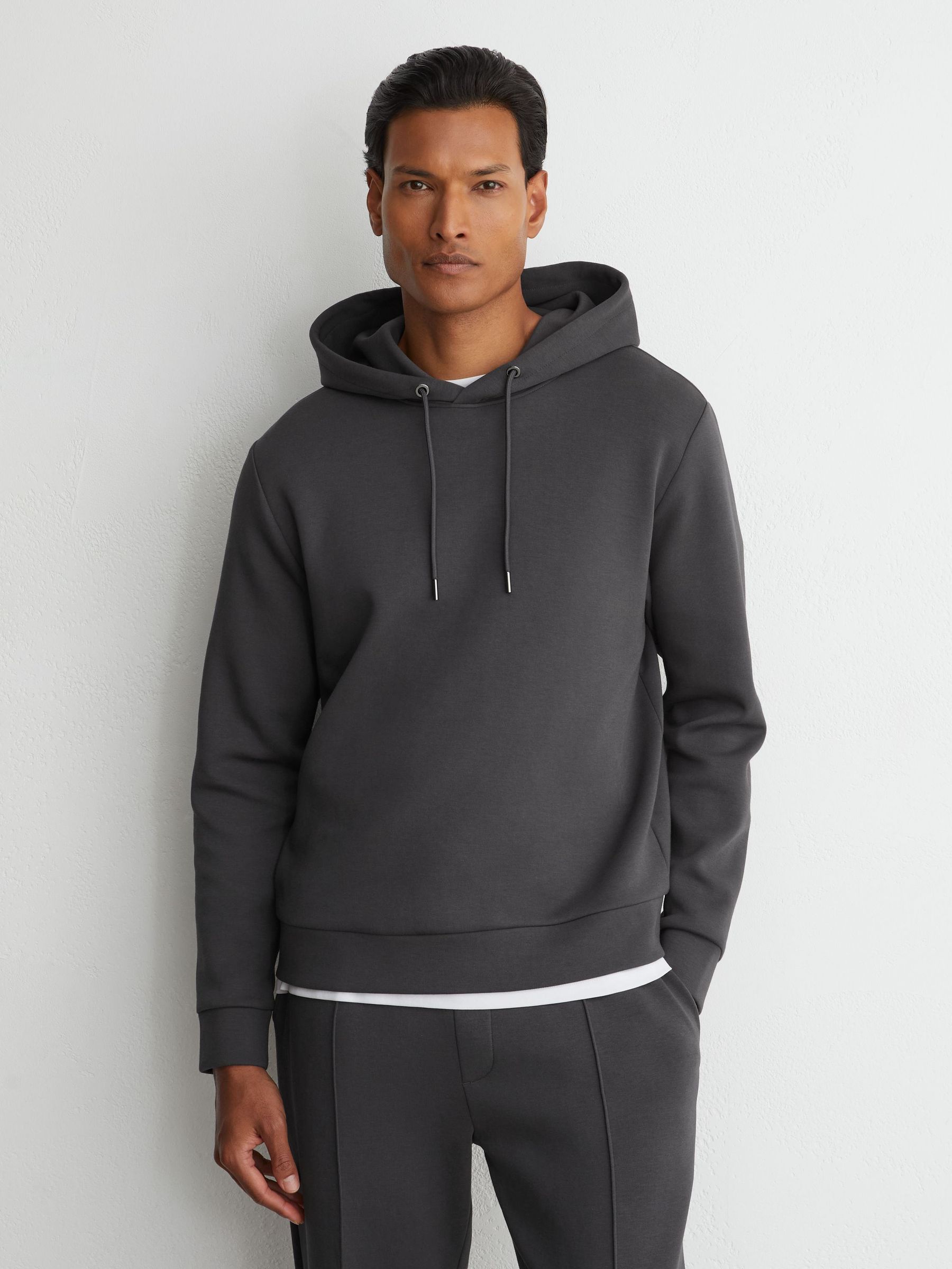 Premium Interlock Hoodie in Charcoal Grey - Image 1 of 7