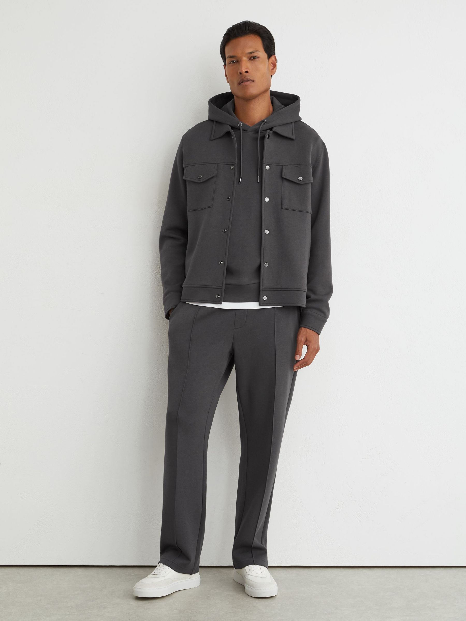 Premium Interlock Hoodie in Charcoal Grey - Image 4 of 7