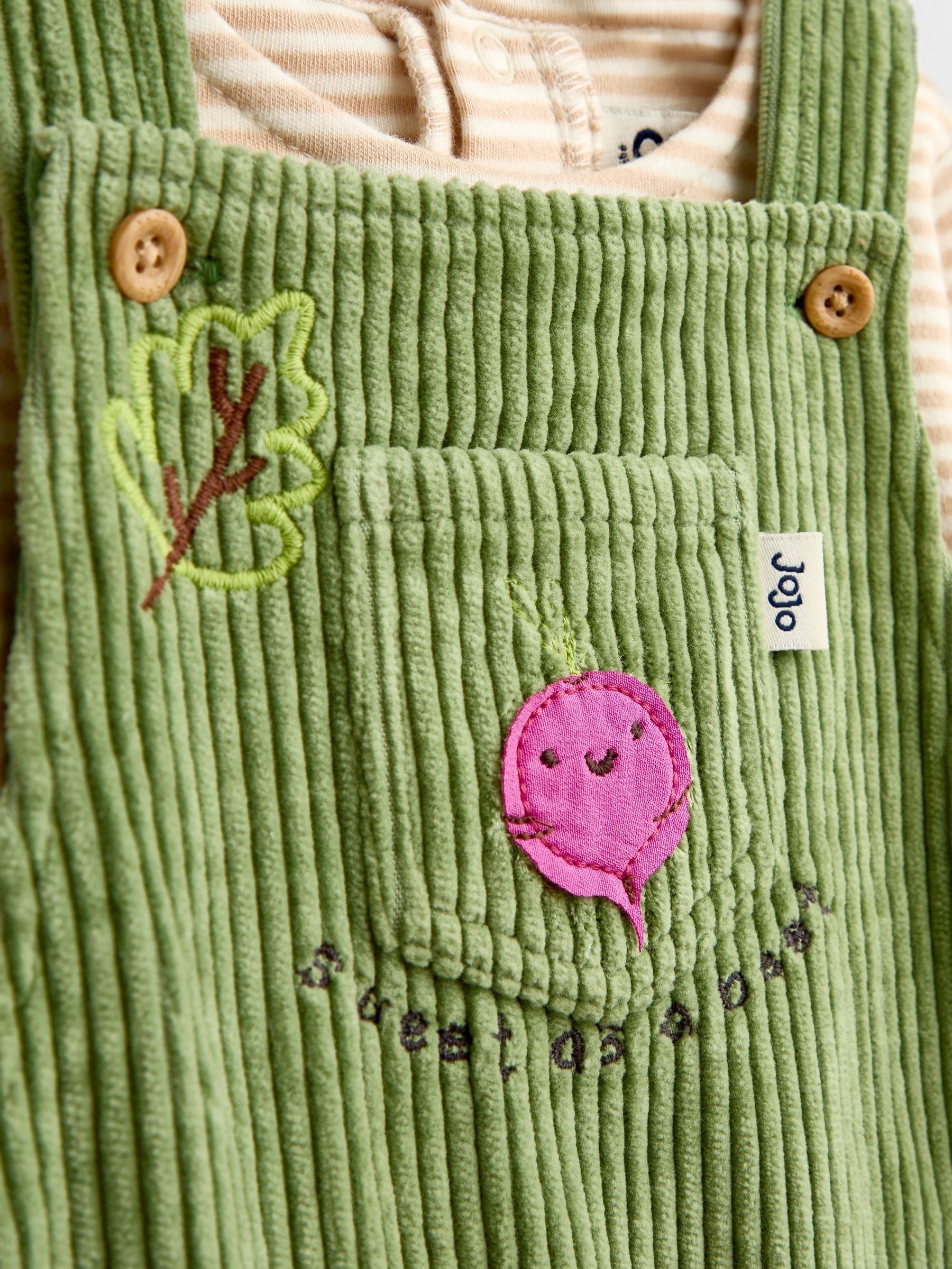 Green Vegetable Appliqué Dungaree Set - Image 6 of 6 Green Vegetable Appliqué Dungaree Set - Image 6 of 6