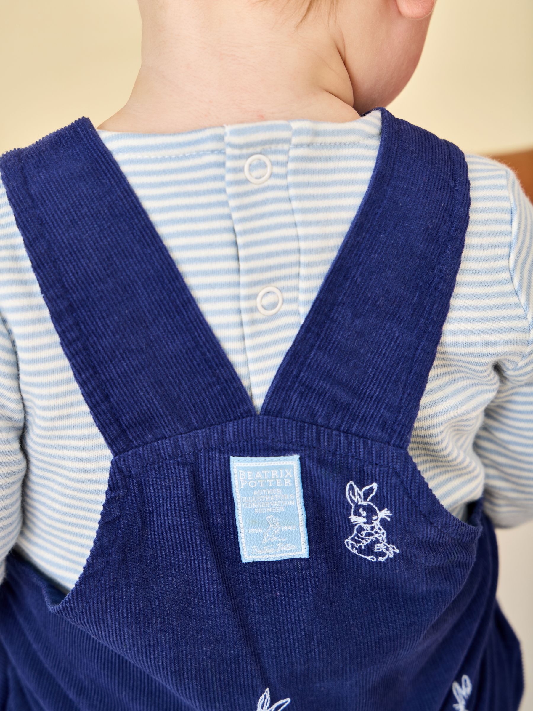 Navy Blue Peter Rabbit™ Embroidered Dungaree & Bodysuit Set - Image 2 of 8 Navy Blue Peter Rabbit™ Embroidered Dungaree & Bodysuit Set - Image 2 of 8