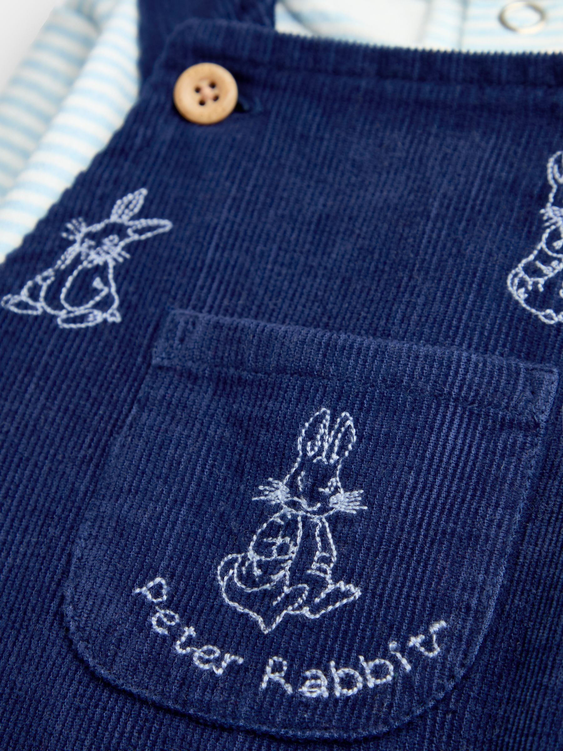 Navy Blue Peter Rabbit™ Embroidered Dungaree & Bodysuit Set - Image 8 of 8