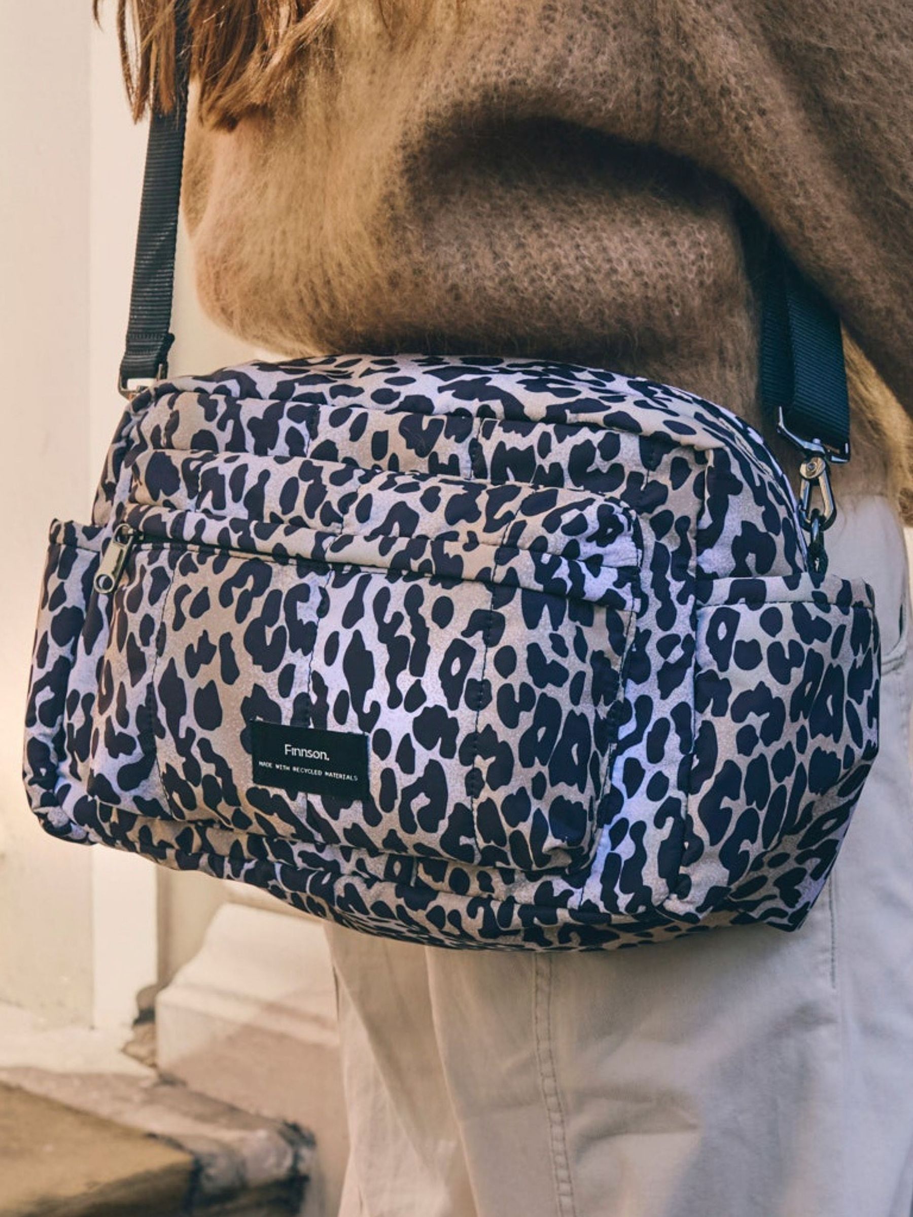 Finnson Leopard Print Freya Stroller Organiser Changing Bag With Clips - Image 1 of 6 Finnson Leopard Print Freya Stroller Organiser Changing Bag With Clips - Image 1 of 6