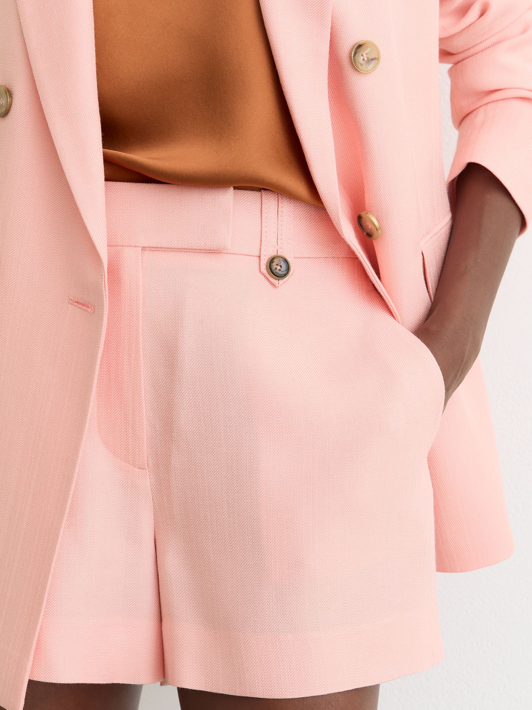 Mid-Rise Tailored Shorts in Pink - Image 3 of 6
