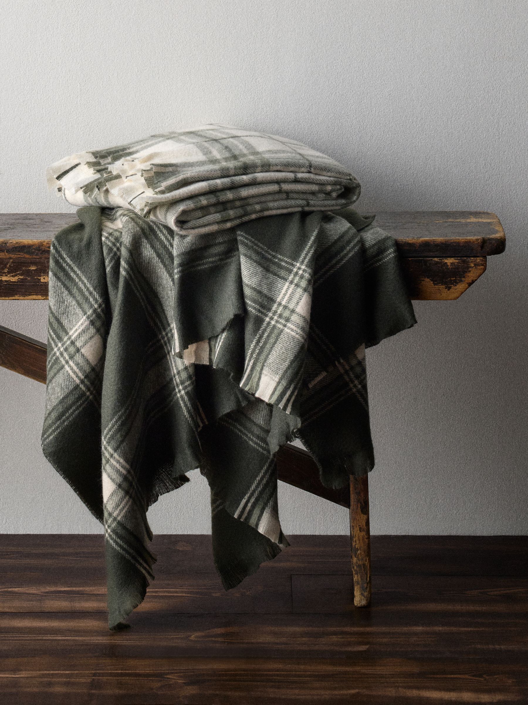 The Set 2 Pack Green Check Cosy Throws - Image 1 of 6