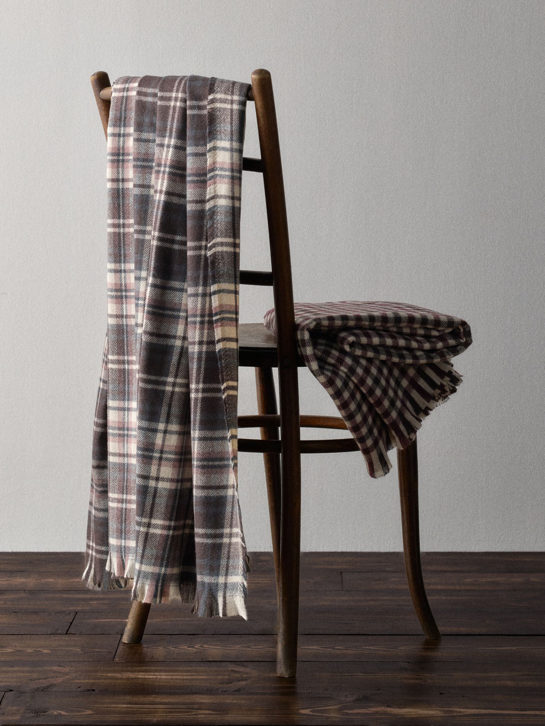 The Set 2 Pack Burgundy Gingham/Check Cosy Throws - Image 1 of 6 The Set 2 Pack Burgundy Gingham/Check Cosy Throws - Image 1 of 6