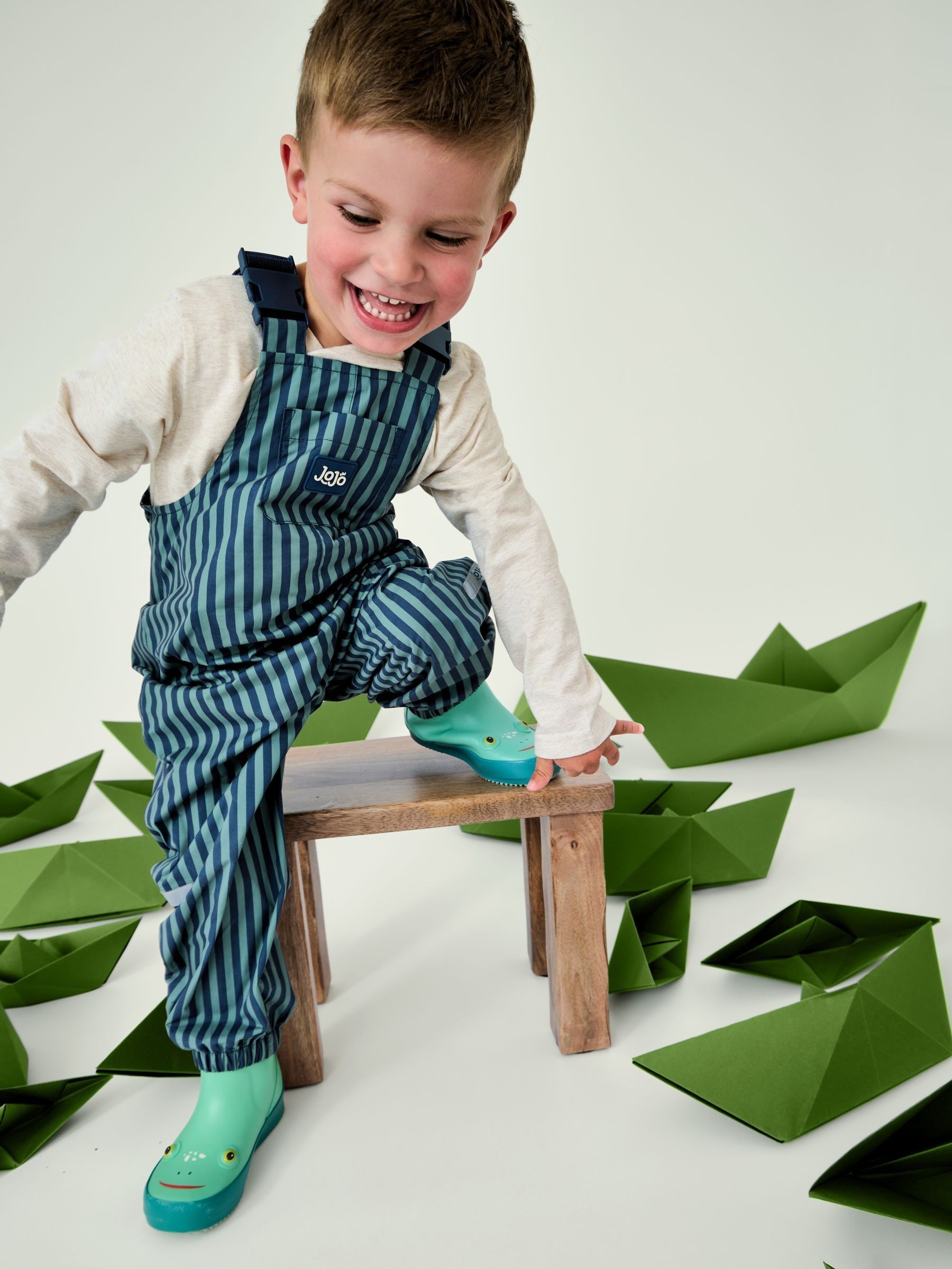 Green Stripe Pack-Away Waterproof Dungarees - Image 2 of 6