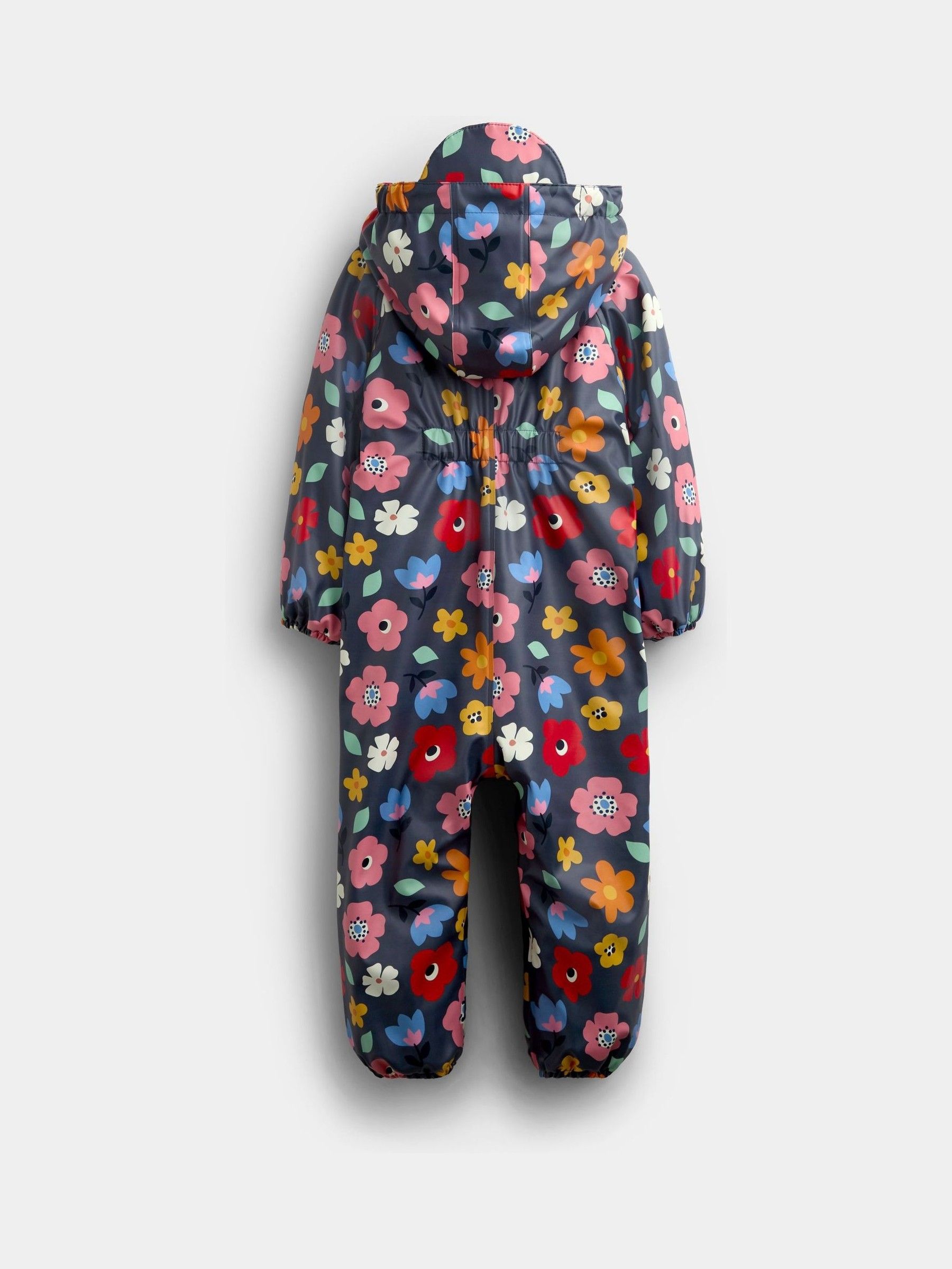 Navy Floral Waterproof Fleece Lined All-In-One Puddlesuit - Image 2 of 5 Navy Floral Waterproof Fleece Lined All-In-One Puddlesuit - Image 2 of 5