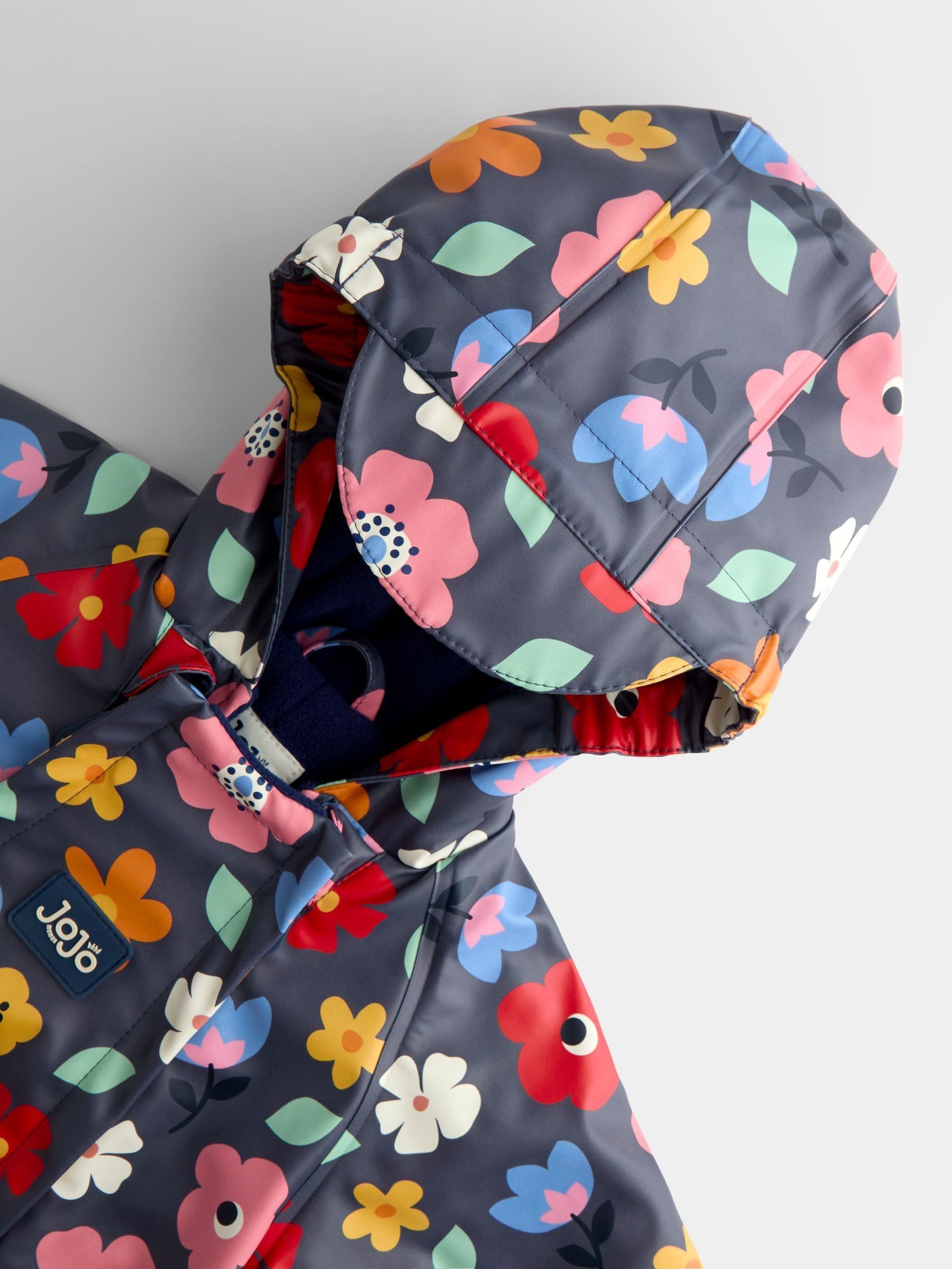 Navy Floral Waterproof Fleece Lined All-In-One Puddlesuit - Image 3 of 5