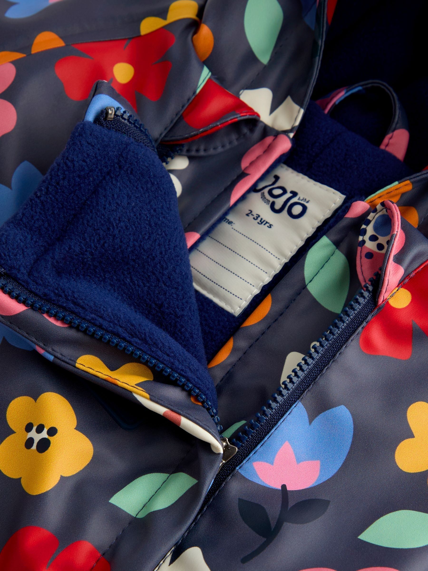 Navy Floral Waterproof Fleece Lined All-In-One Puddlesuit - Image 4 of 5