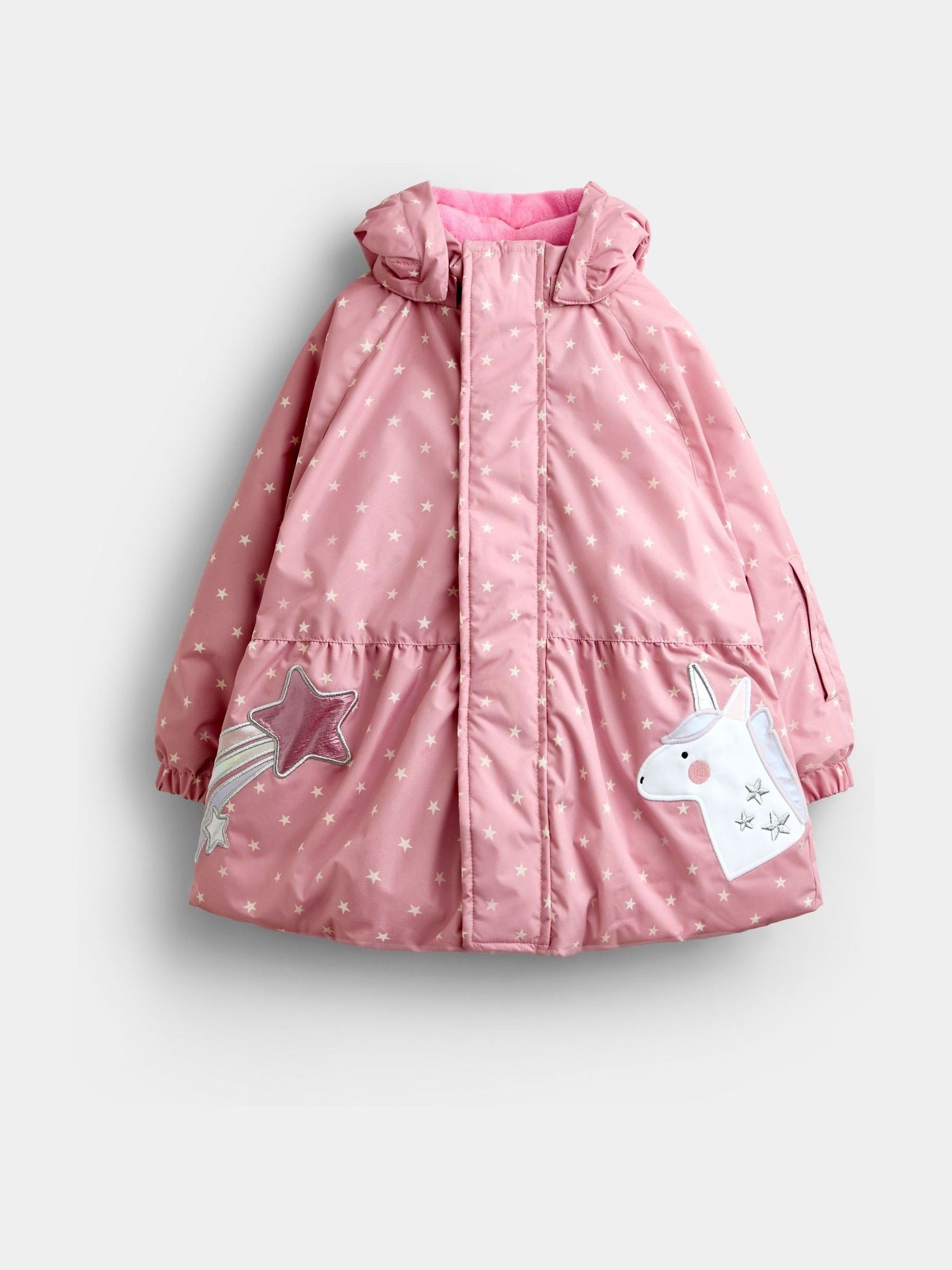Pink Unicorn Peplum Puffer Jacket - Image 1 of 8