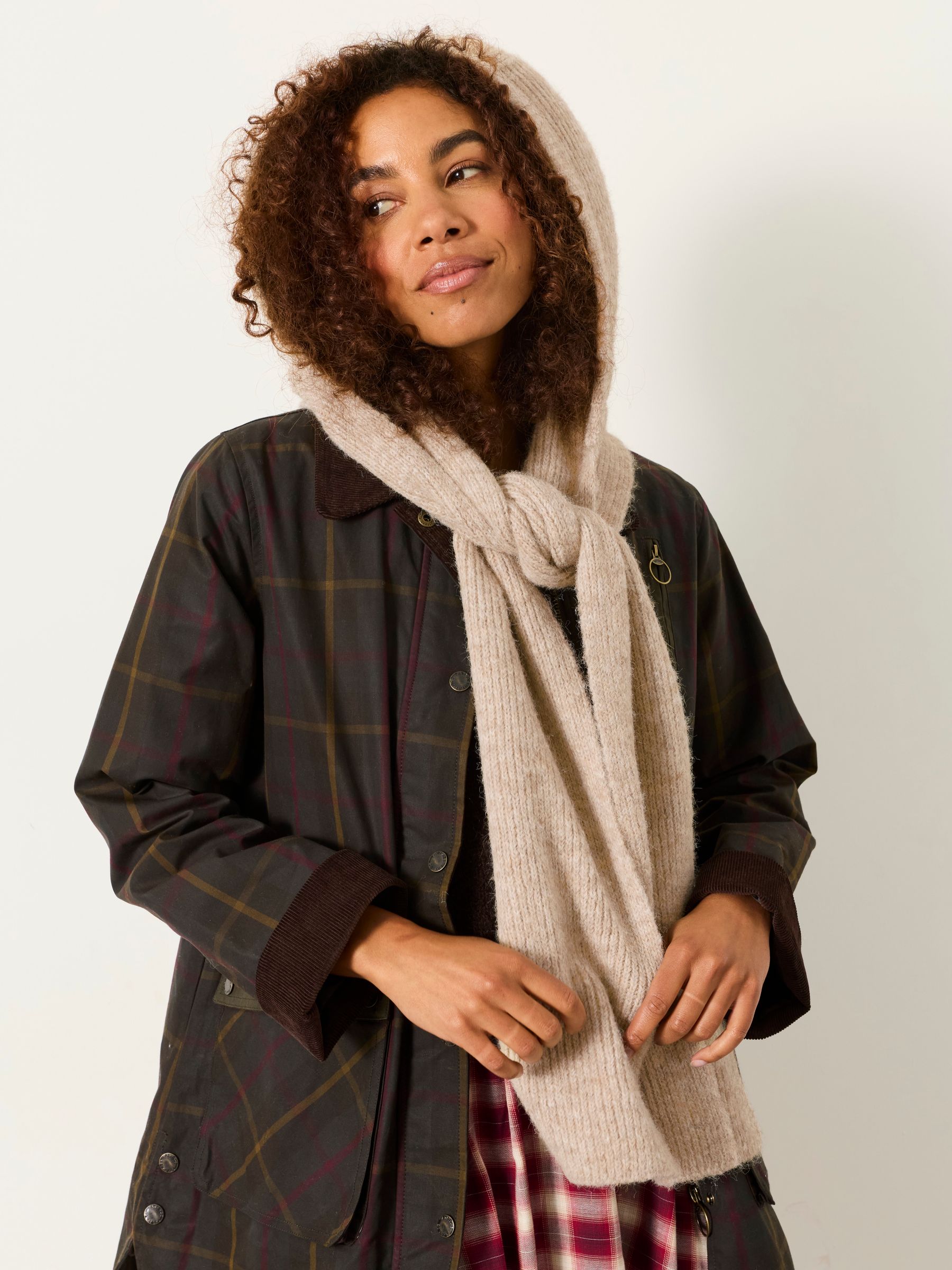 Oatmeal Ribbed Hooded Scarf - Image 2 of 7