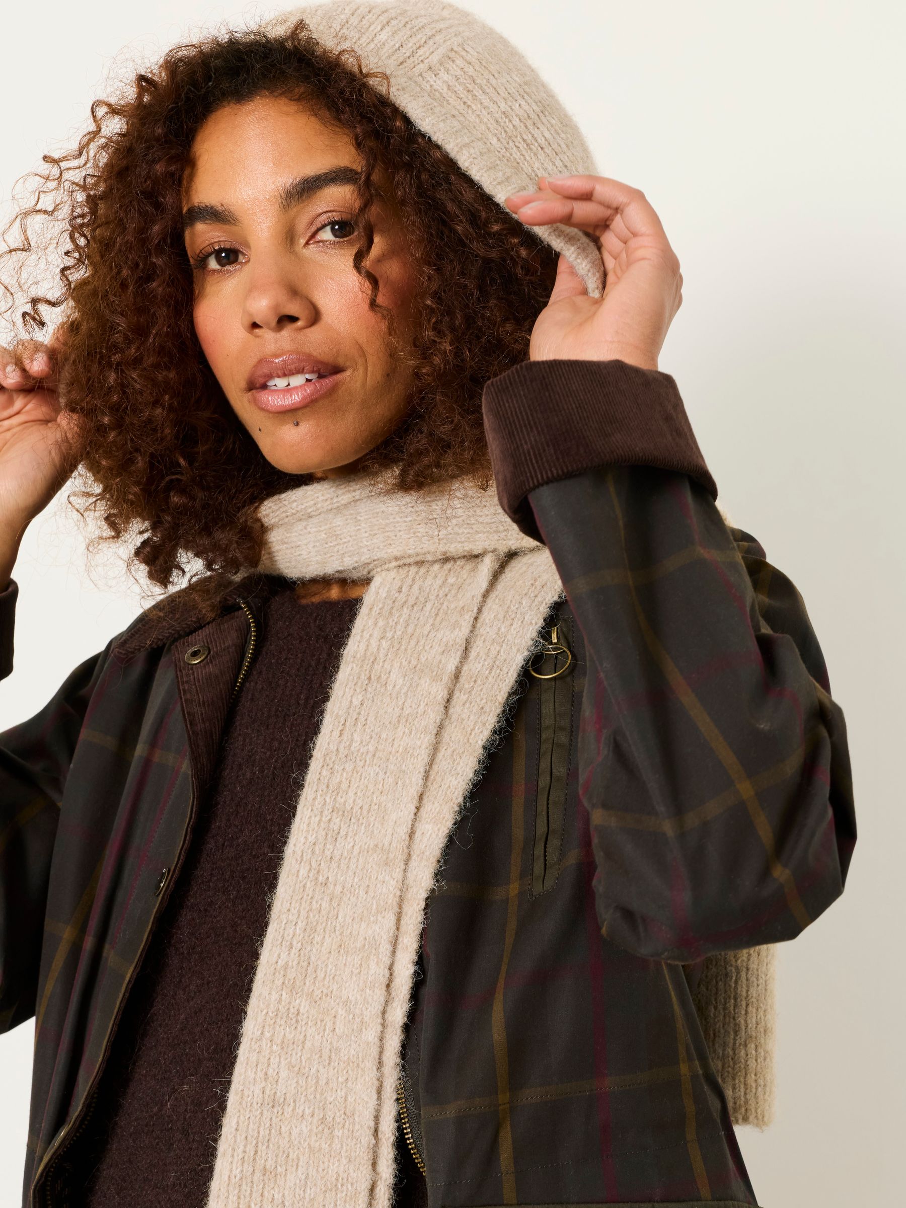 Oatmeal Ribbed Hooded Scarf - Image 3 of 7