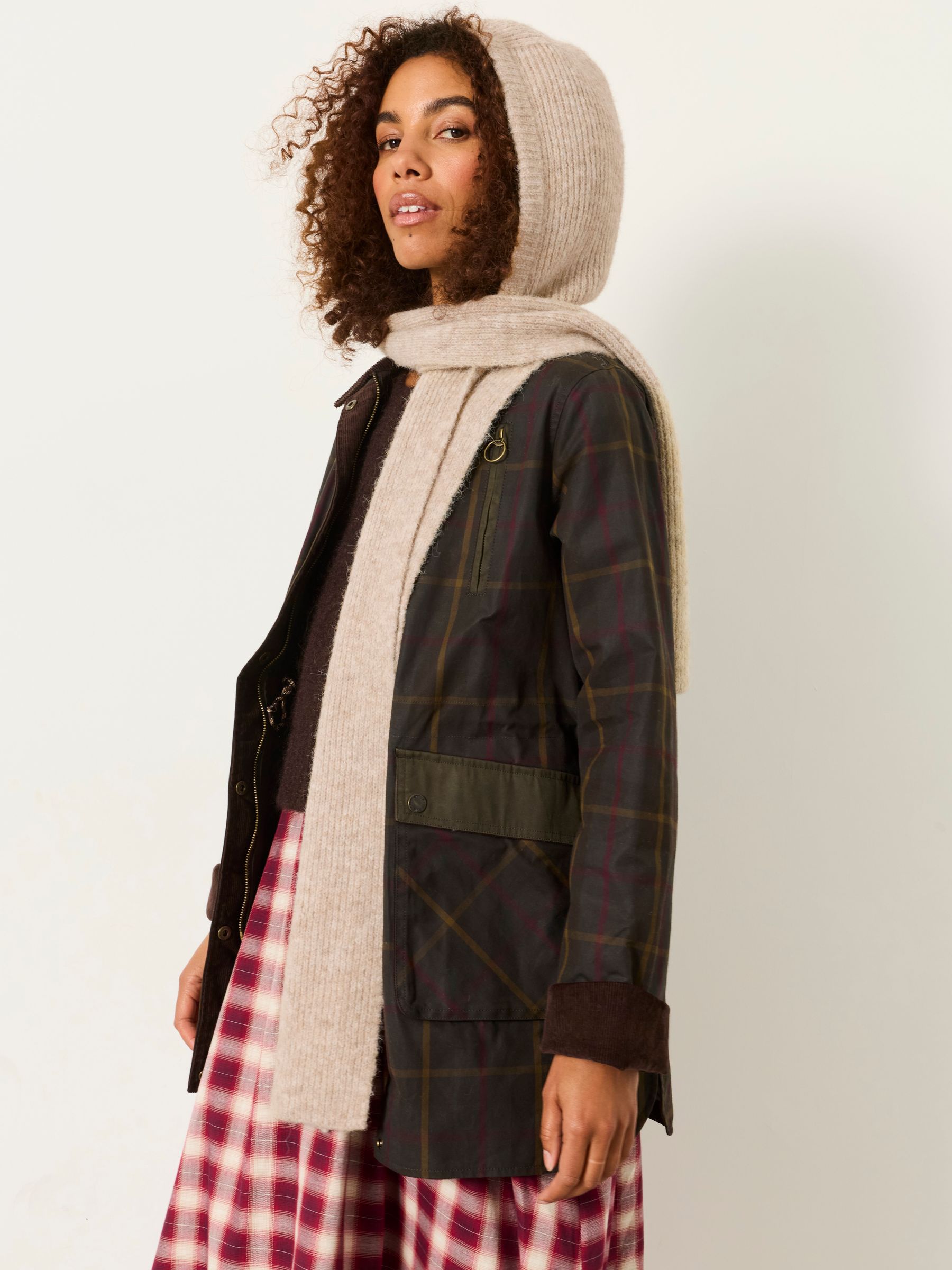 Oatmeal Ribbed Hooded Scarf - Image 4 of 7