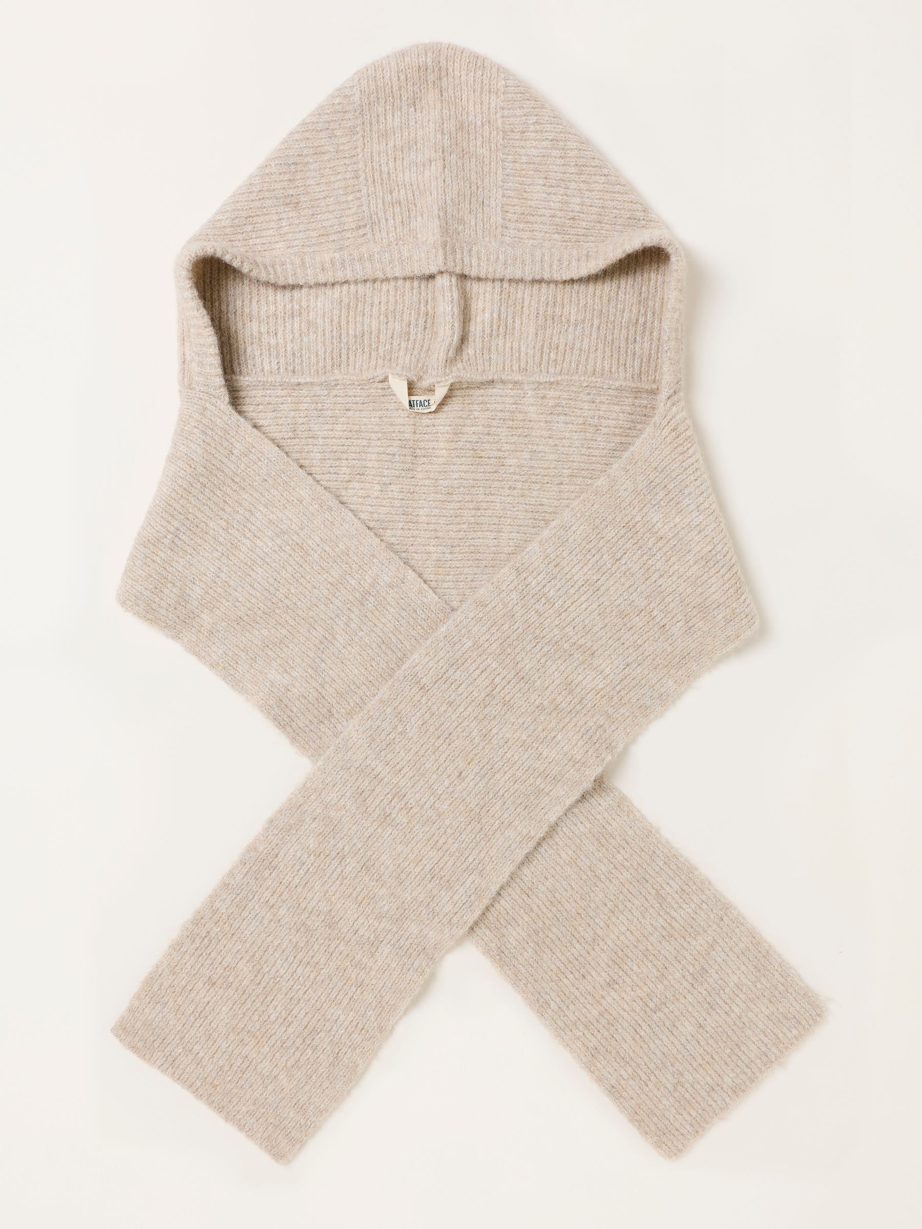 Oatmeal Ribbed Hooded Scarf - Image 6 of 7