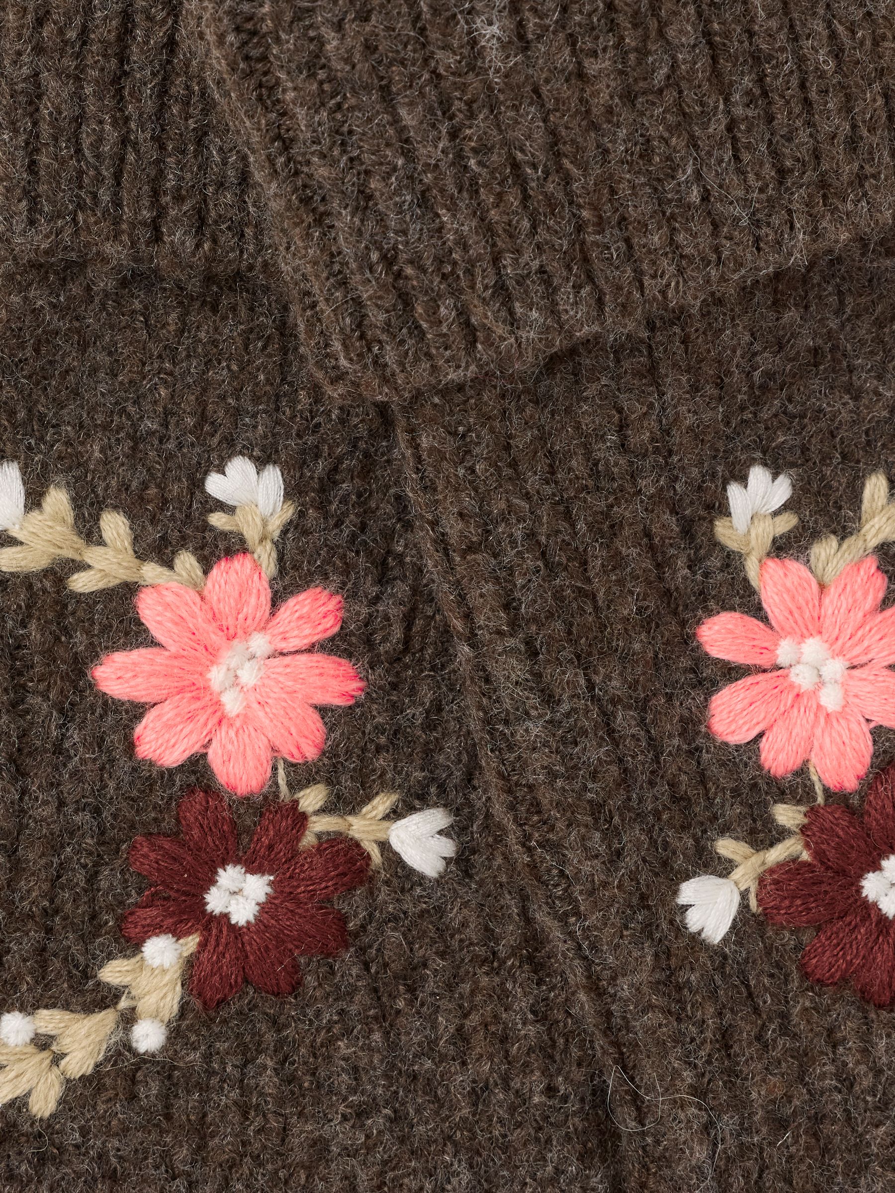 Brown Floral Embroidered Gloves - Image 3 of 3