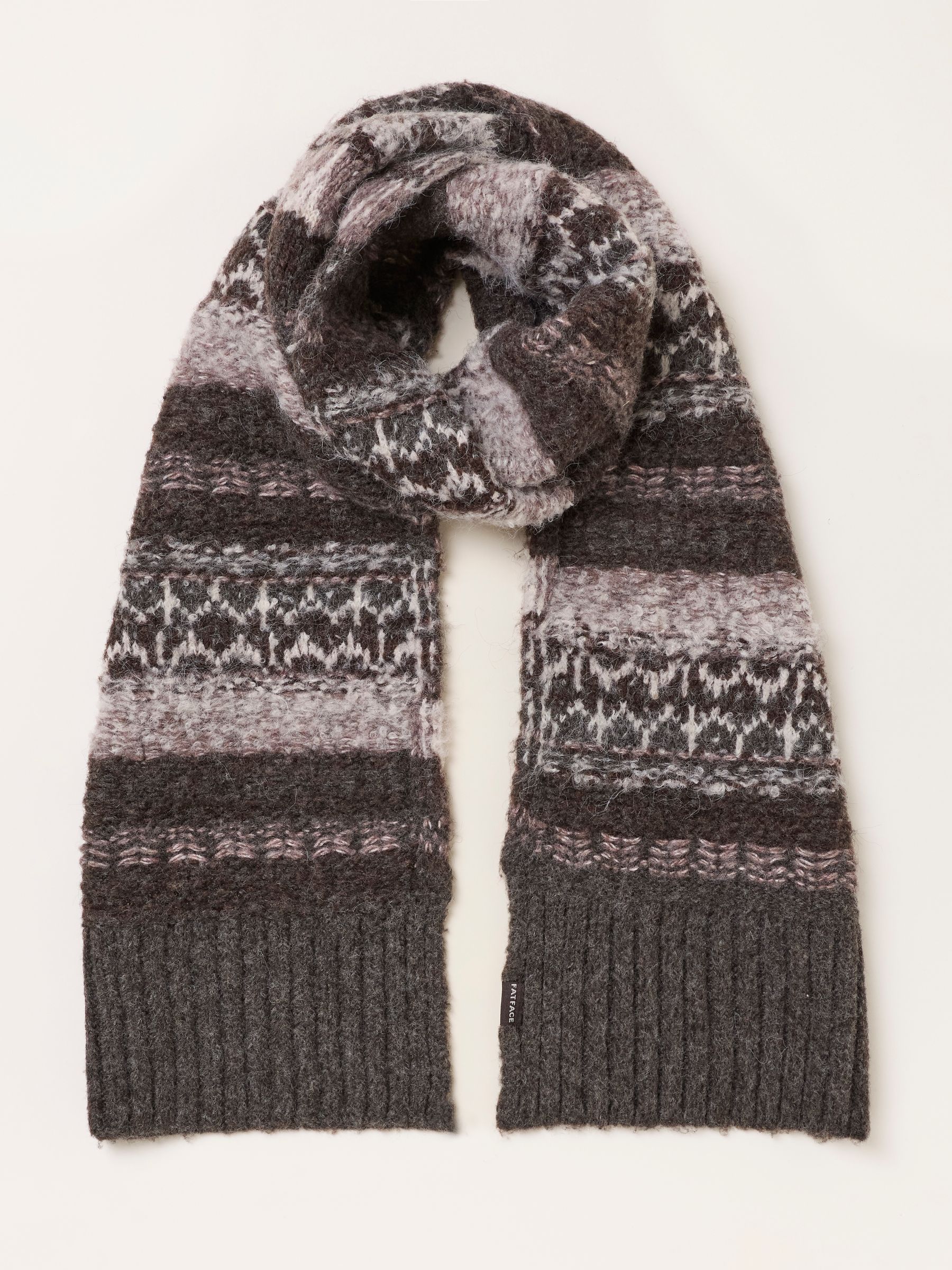 Brown Fairisle Brushed Scarf - Image 1 of 3