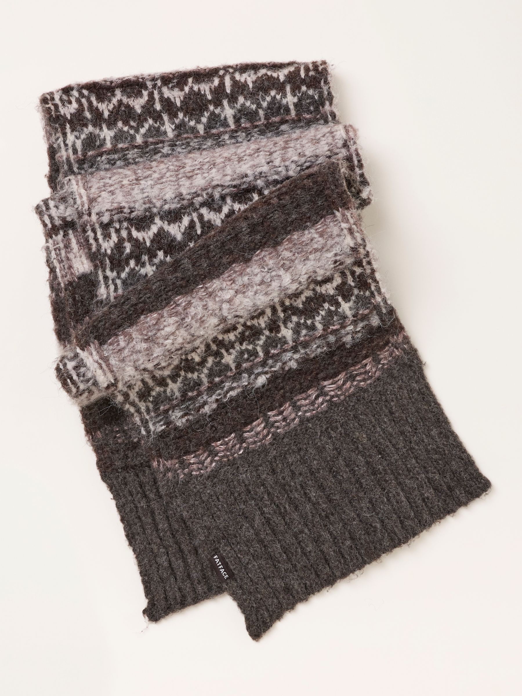 Brown Fairisle Brushed Scarf - Image 3 of 3 Brown Fairisle Brushed Scarf - Image 3 of 3