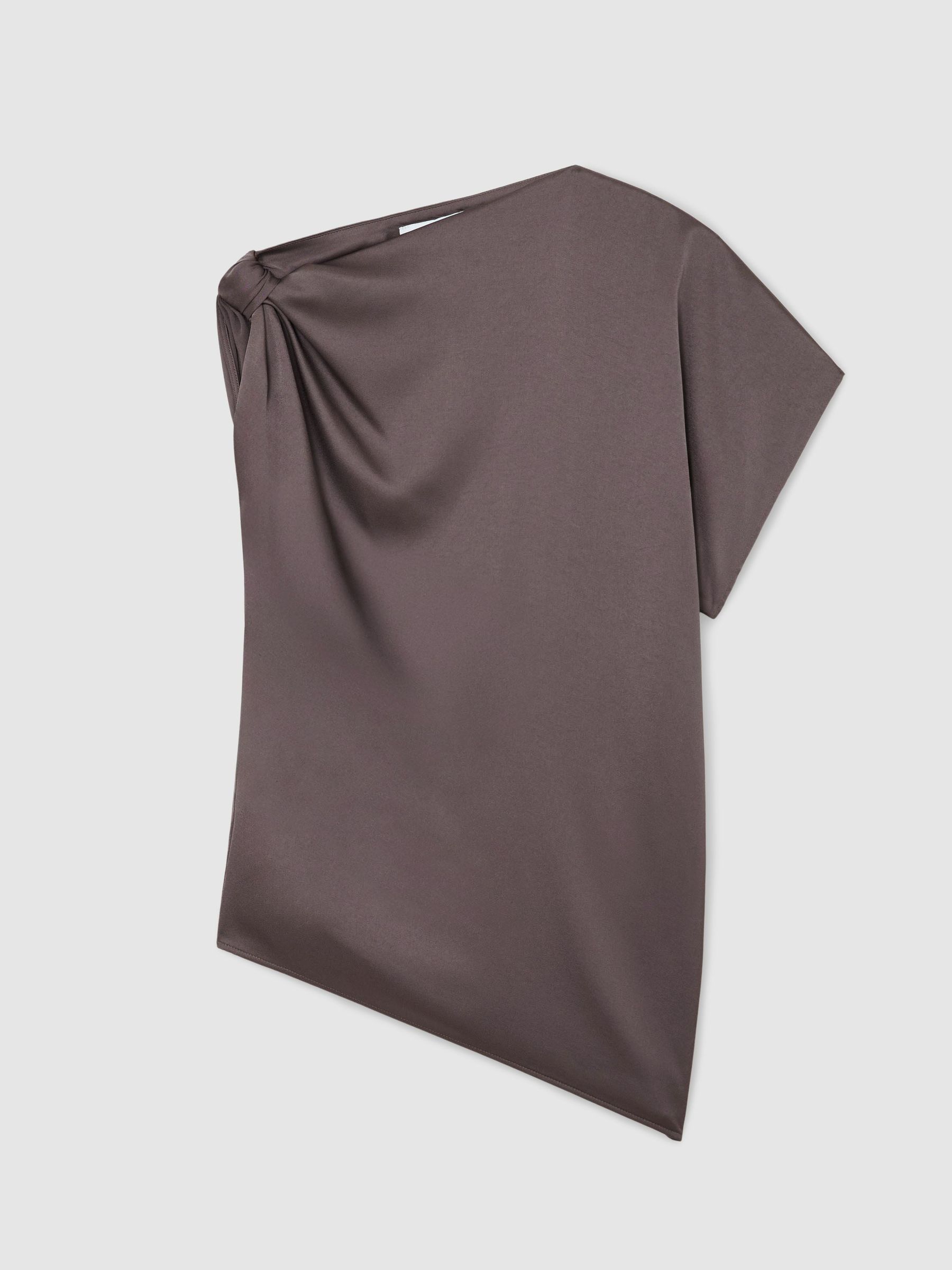 Satin Draped One-Shoulder Top in Mauve - image 1