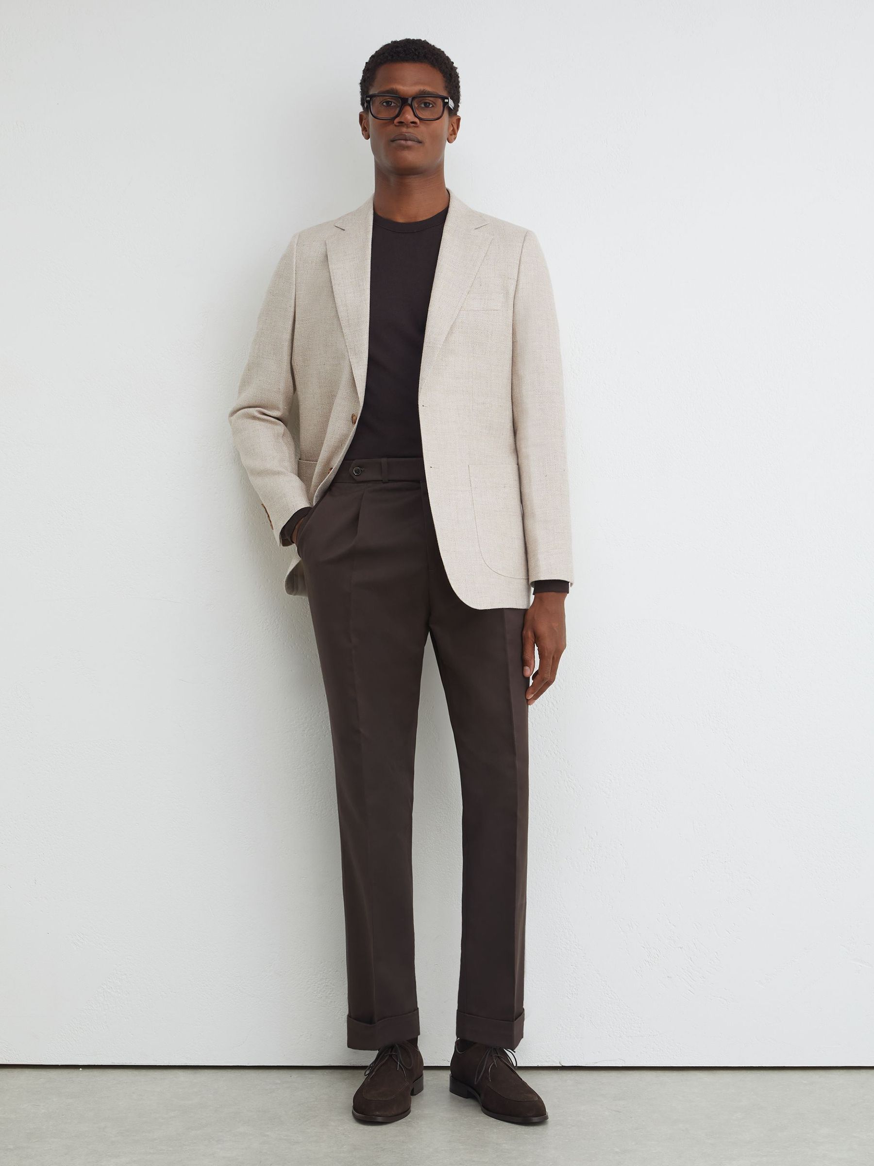 Atelier Cotton-Blend Classic-Fit Trousers in Brown - Image 1 of 8