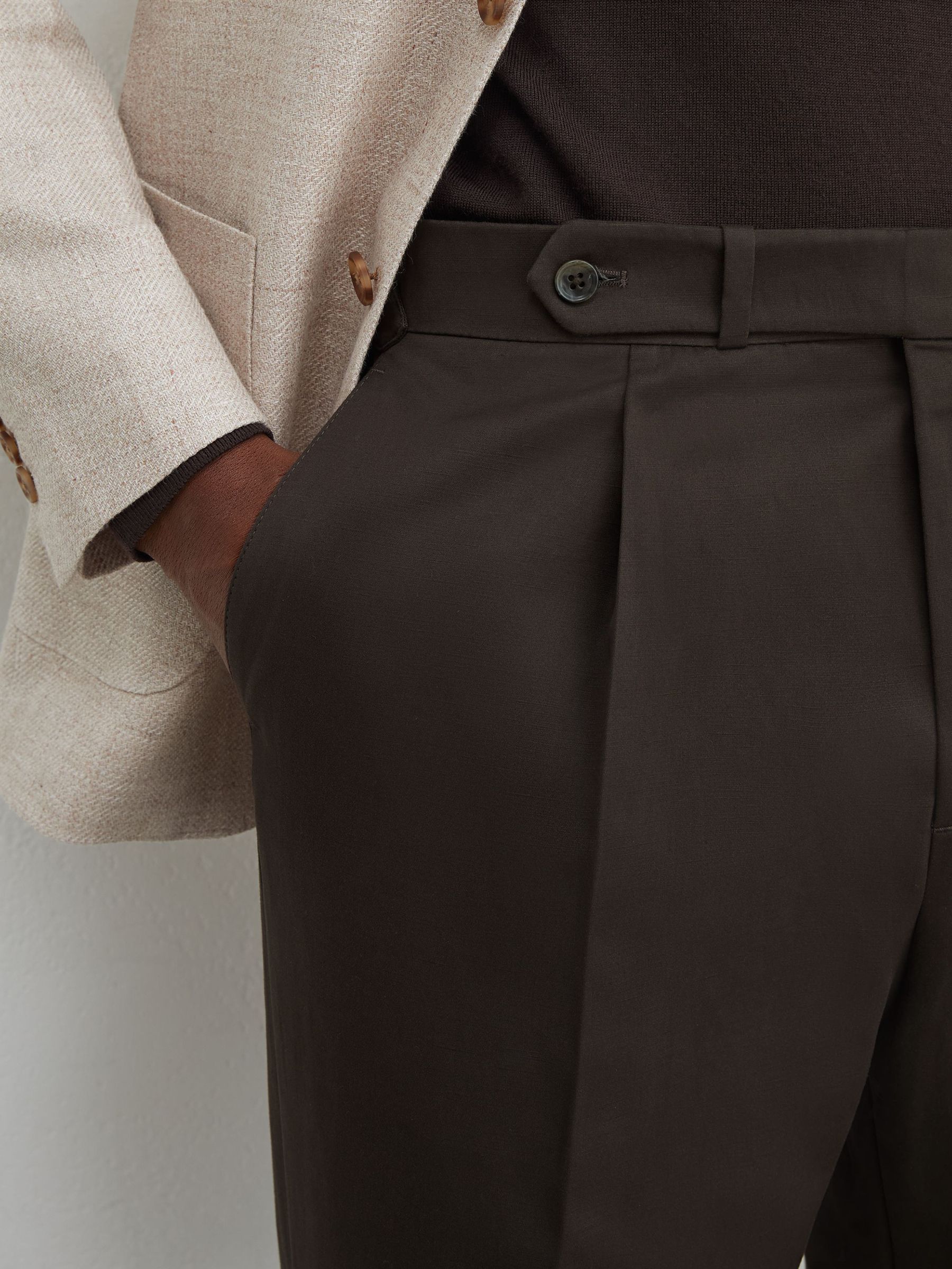 Atelier Cotton-Blend Classic-Fit Trousers in Brown - Image 7 of 8