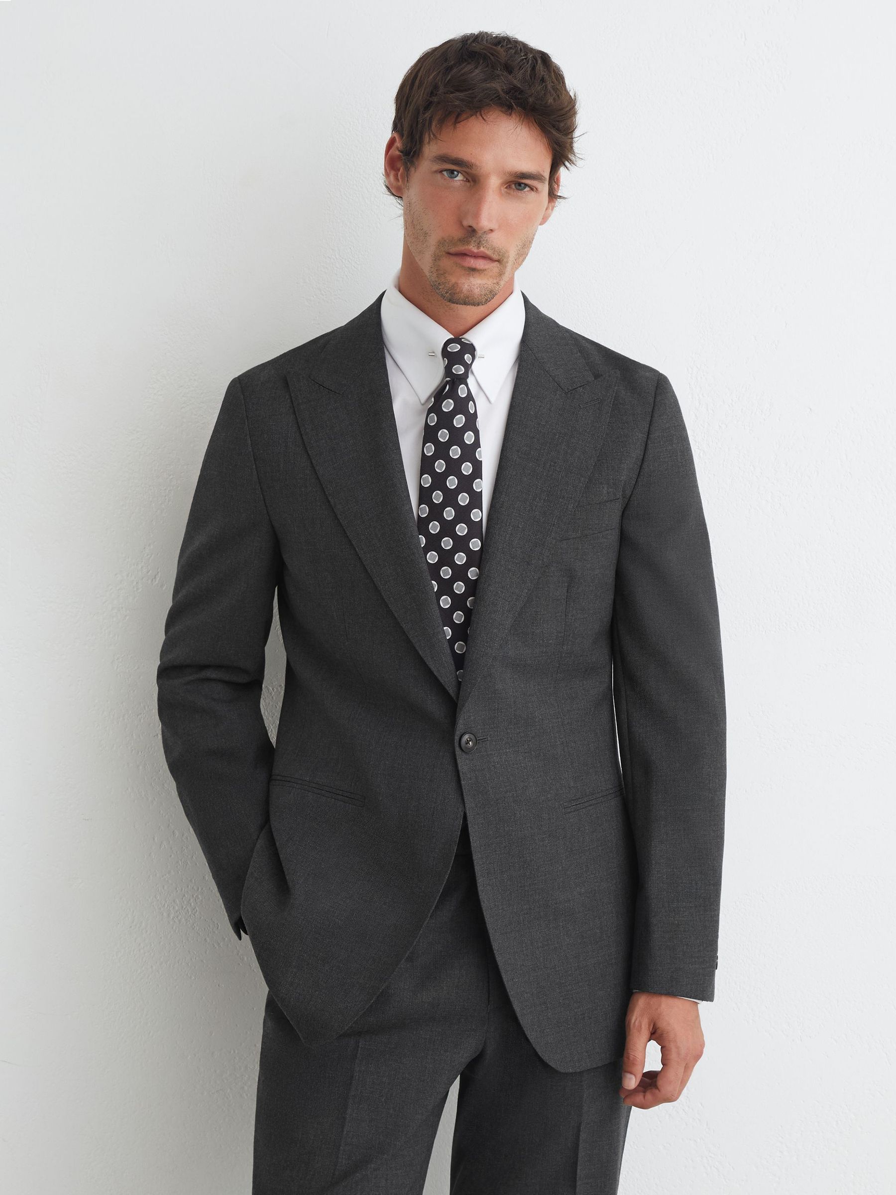 Suit Jacket in Charcoal Grey - Image 1 of 7