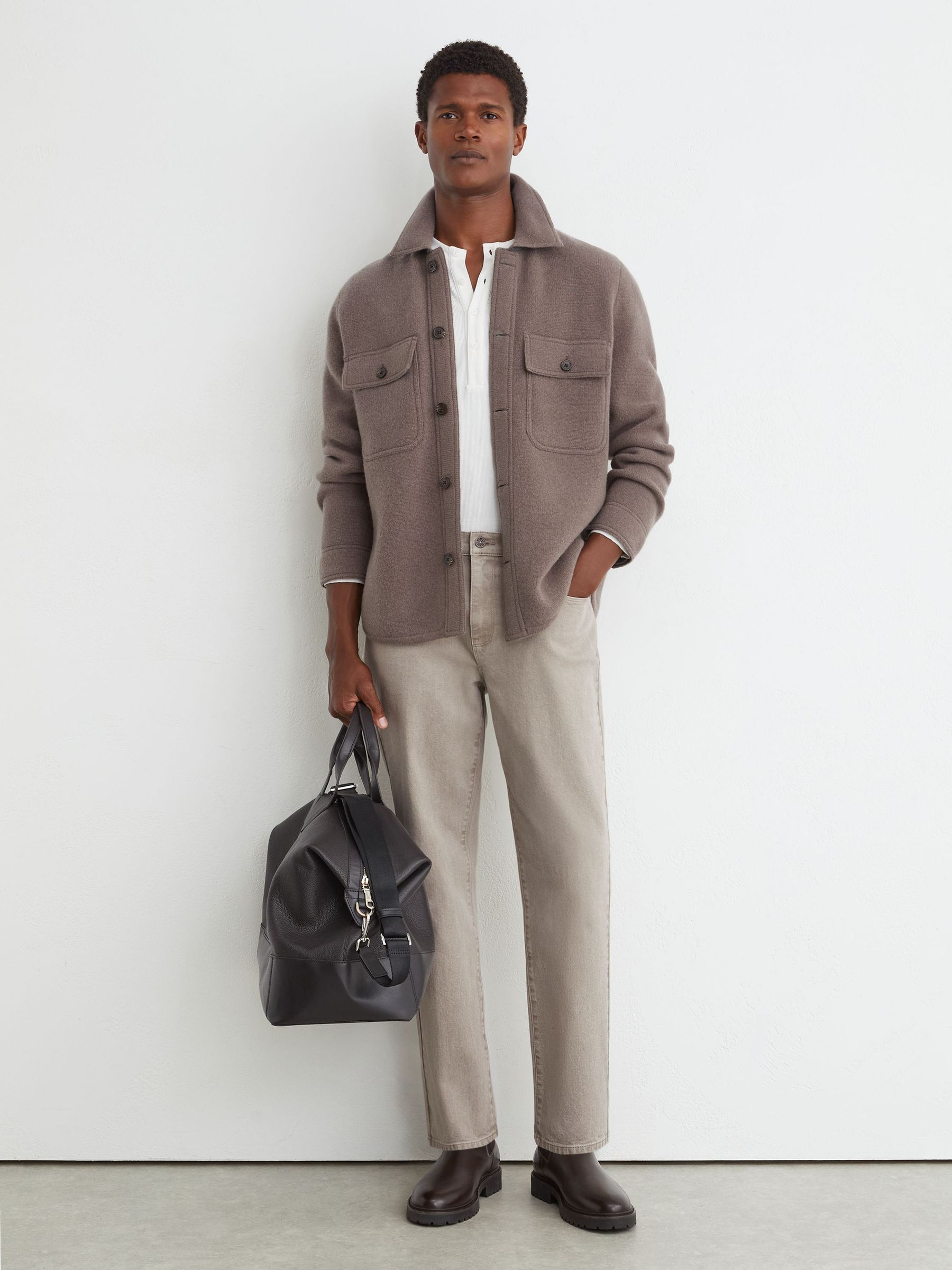 Straight-Leg Jeans in Warm Taupe Wash - Image 1 of 6