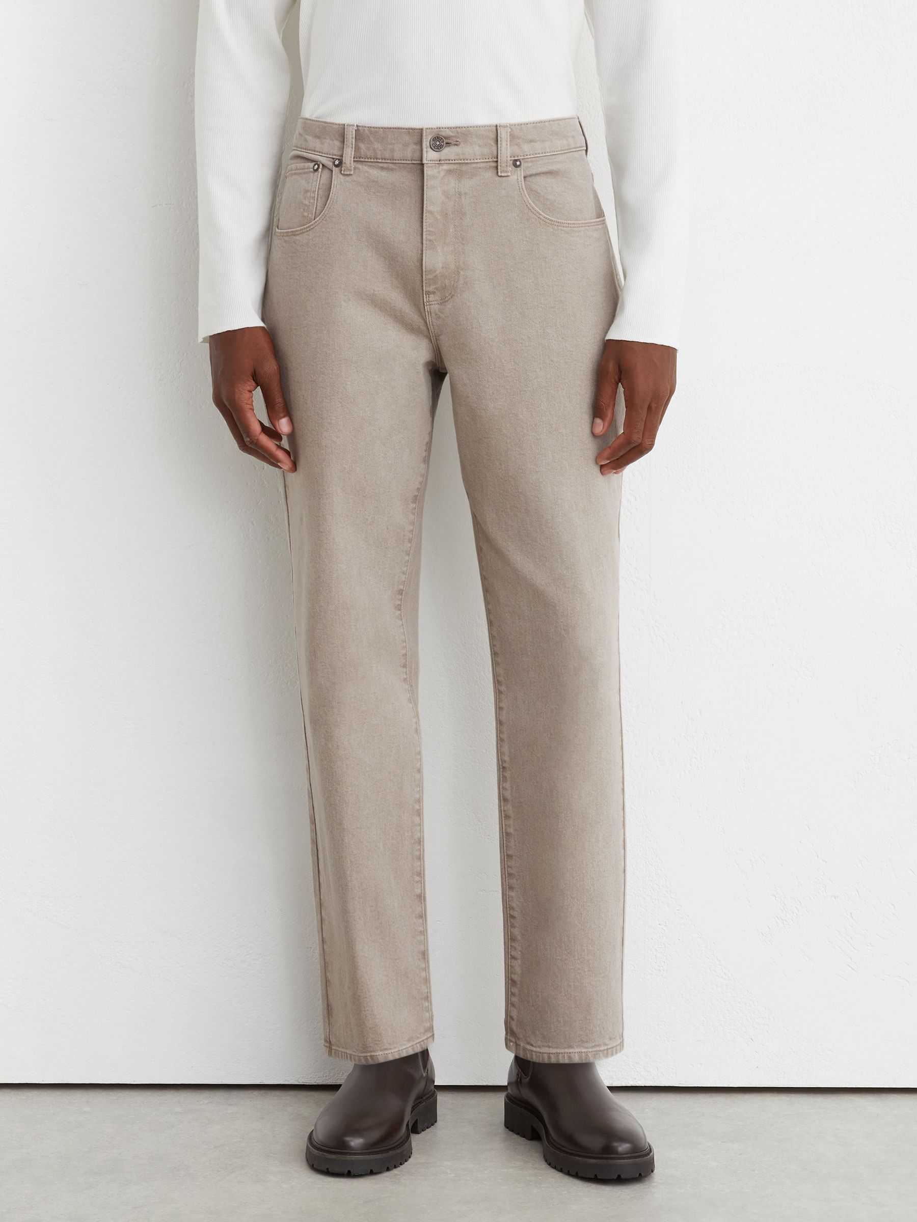 Straight-Leg Jeans in Warm Taupe Wash - Image 3 of 6