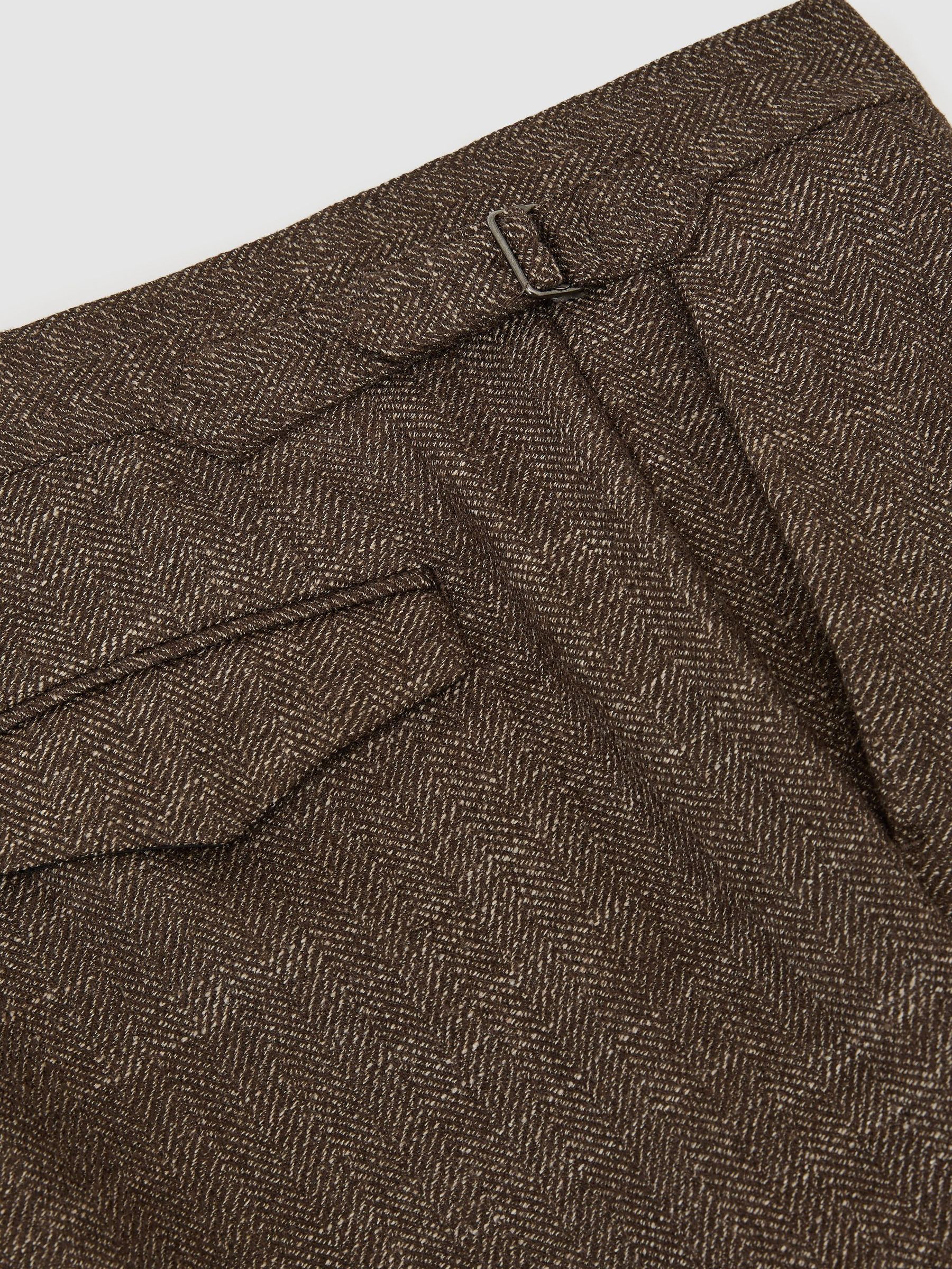 Wool-Blend Herringbone Suit Trousers Classic-Fit in Brown - Image 7 of 7