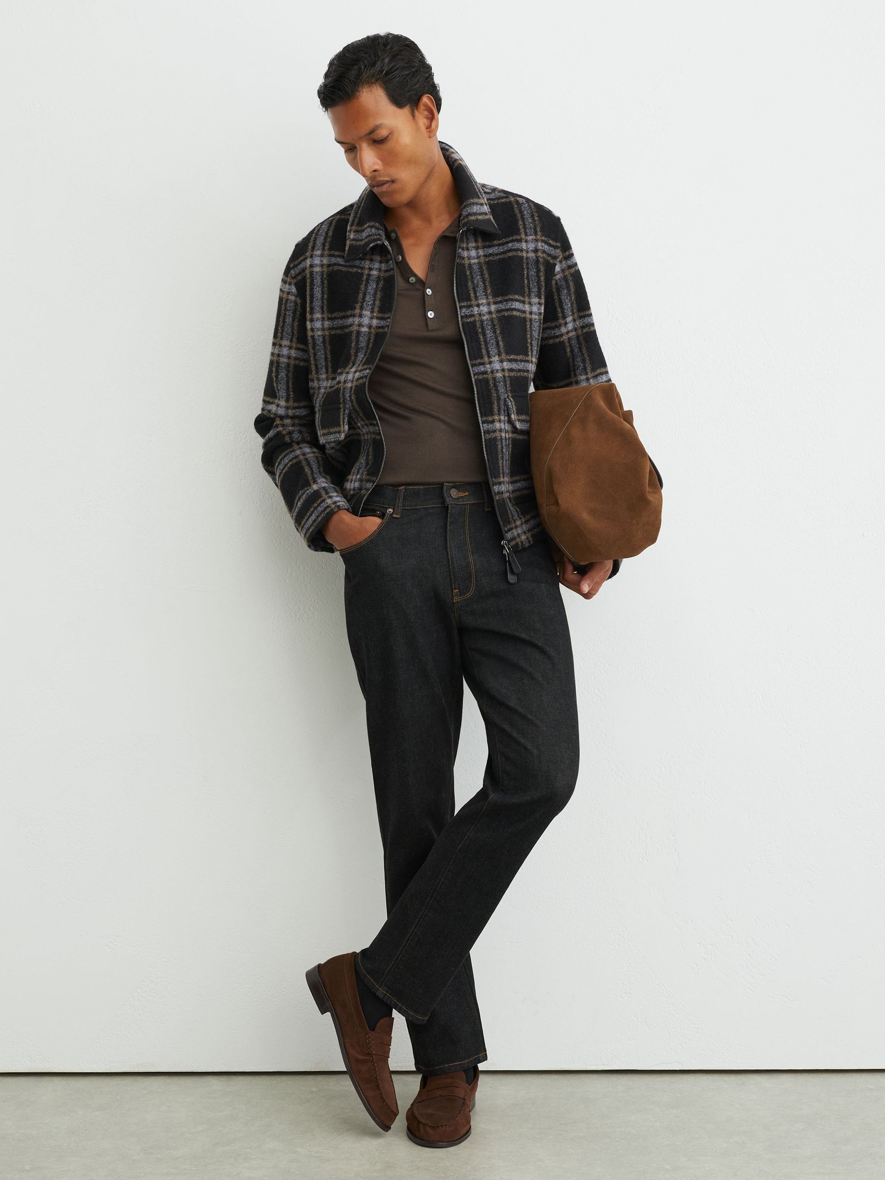 Jean droit en denim selvedge noir - Image 1 de 7