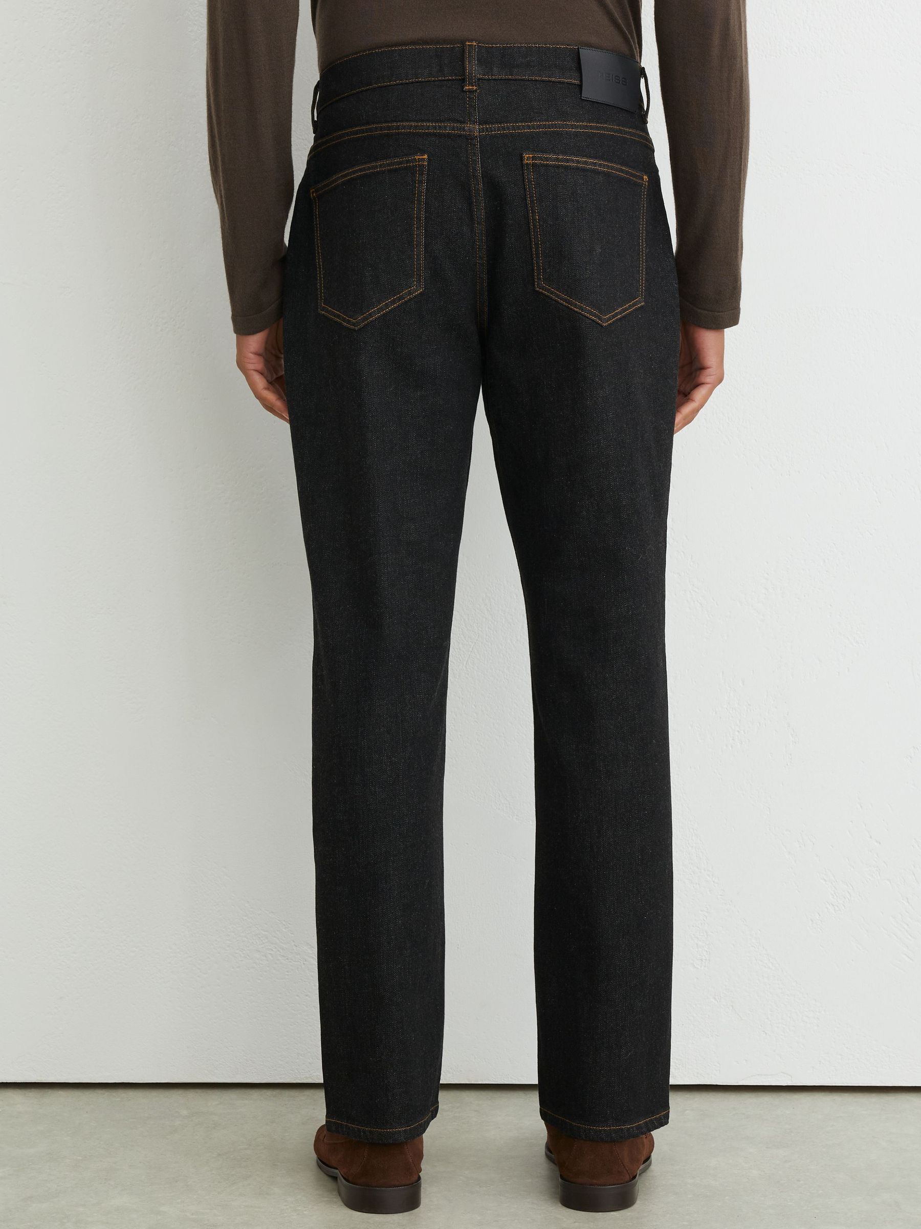Jean droit en denim selvedge noir - Image 6 de 7