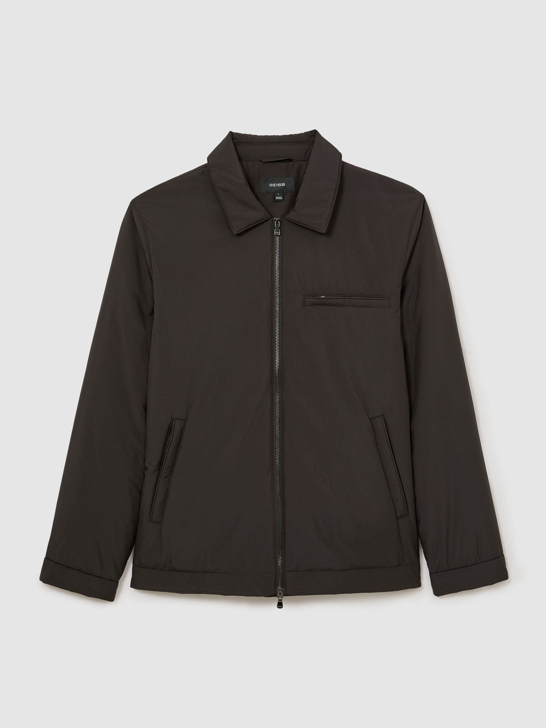Technical Padded Zip-Through Jacket in Dark Brown - Image 2 of 8 Technical Padded Zip-Through Jacket in Dark Brown - Image 2 of 8