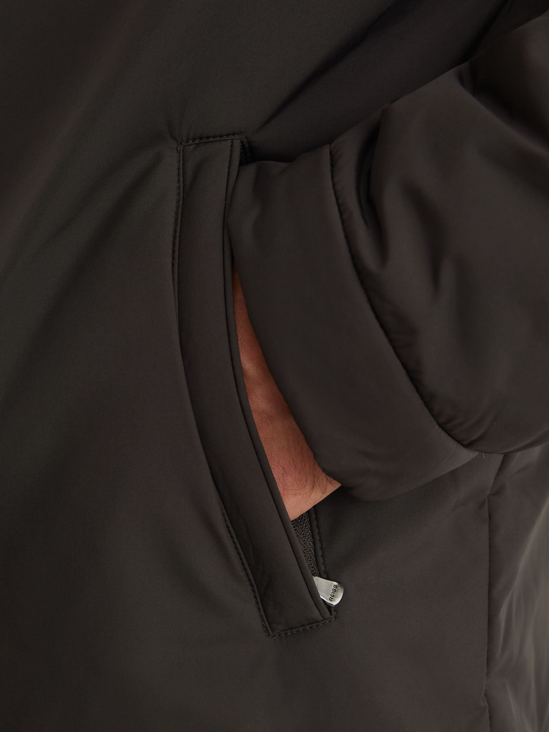 Technical Padded Zip-Through Jacket in Dark Brown - Image 6 of 8