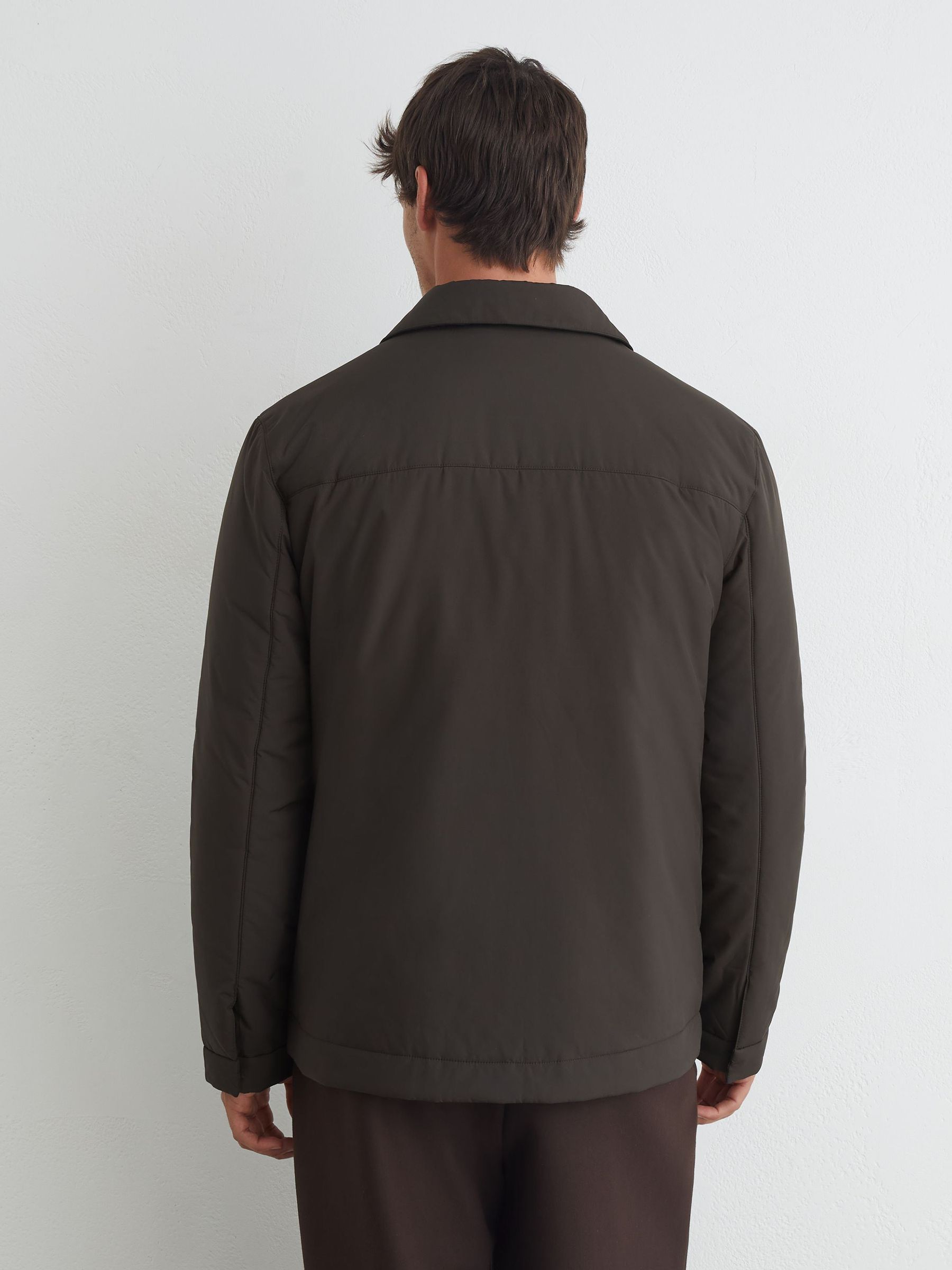 Technical Padded Zip-Through Jacket in Dark Brown - Image 7 of 8