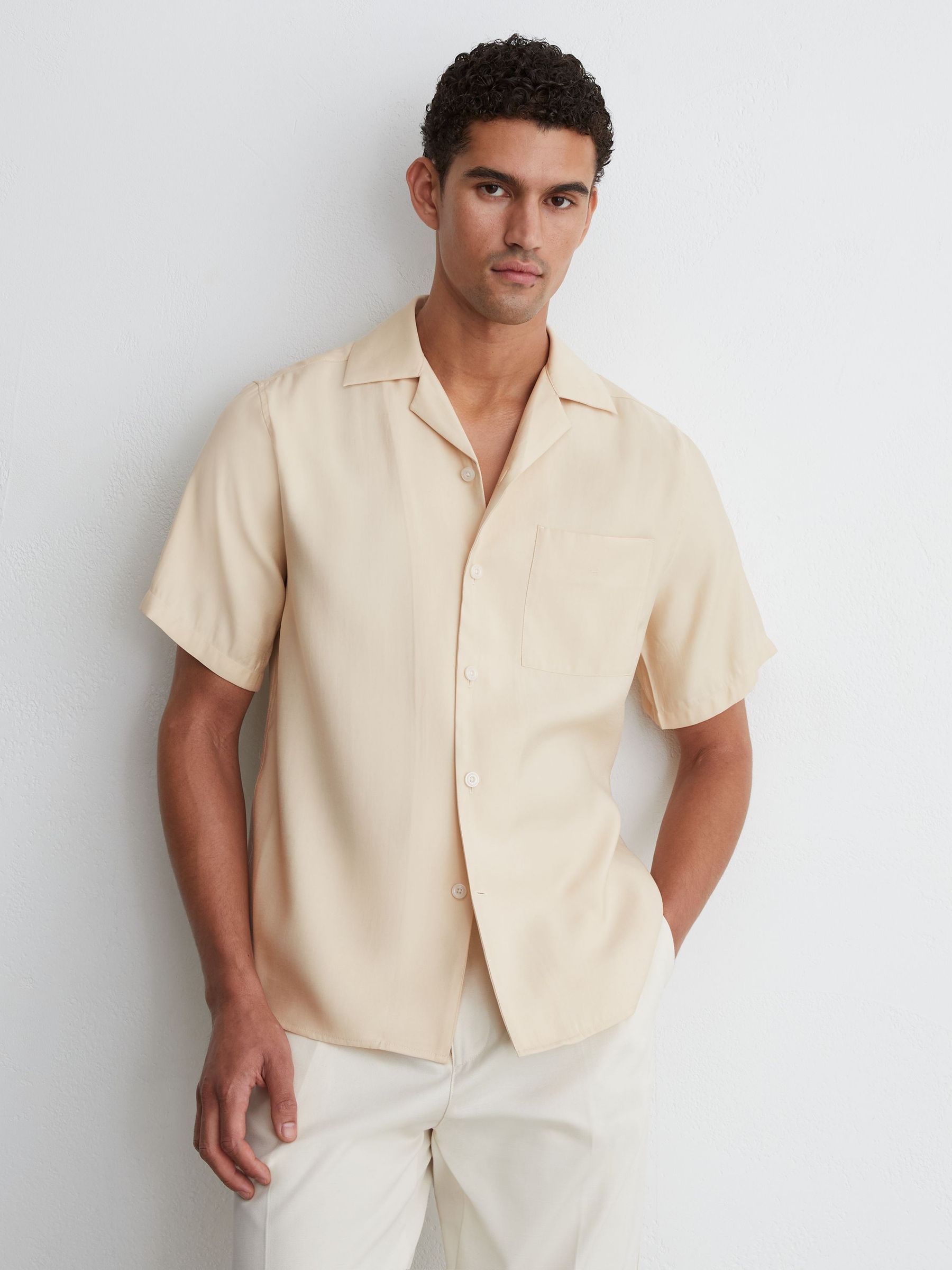 Modal-Blend Relaxed Cuban-Collar Shirt in Stone - Image 4 of 6