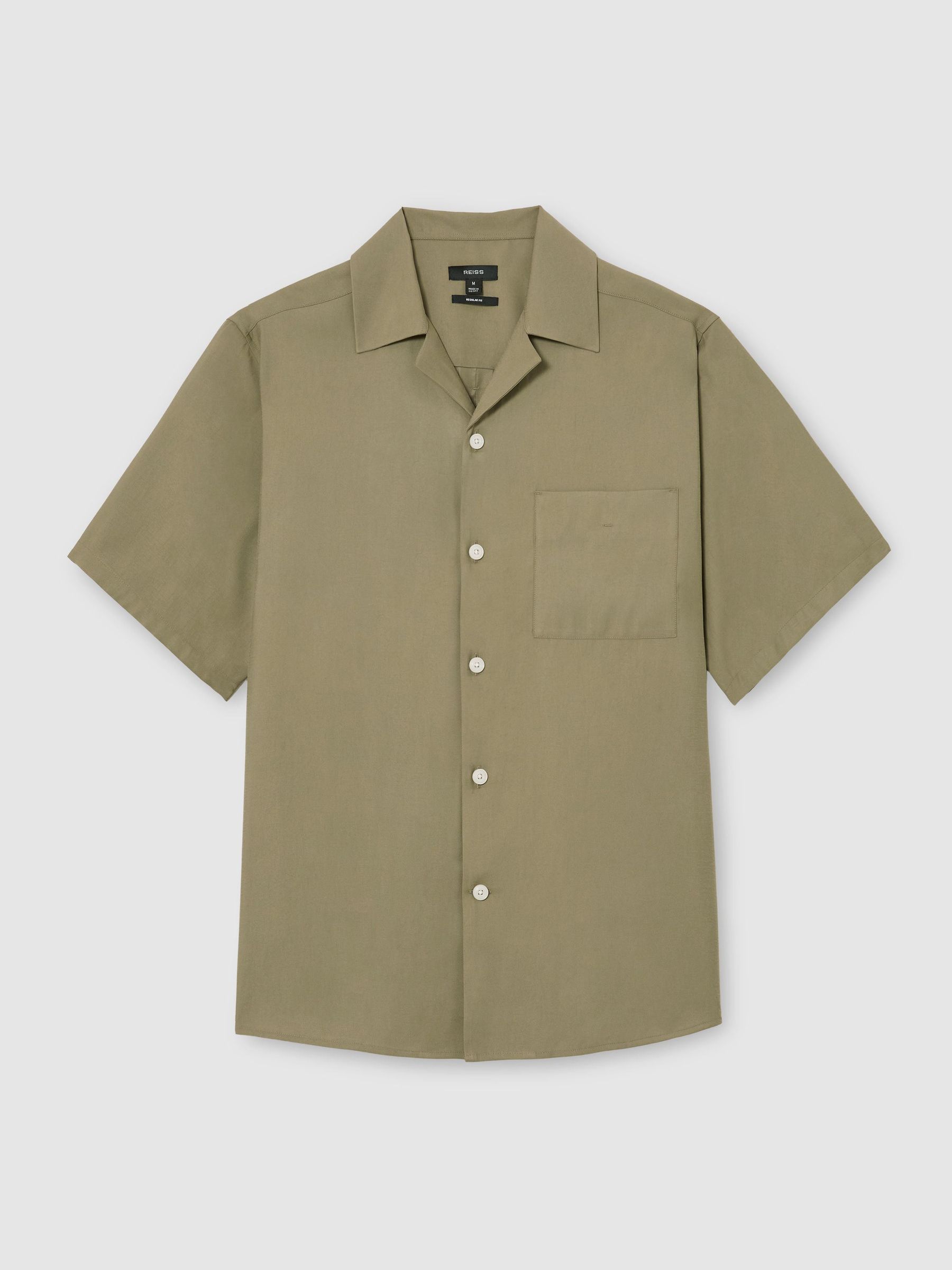 Modal-Blend Relaxed Cuban-Collar Shirt in Sage Green - Image 2 of 6
