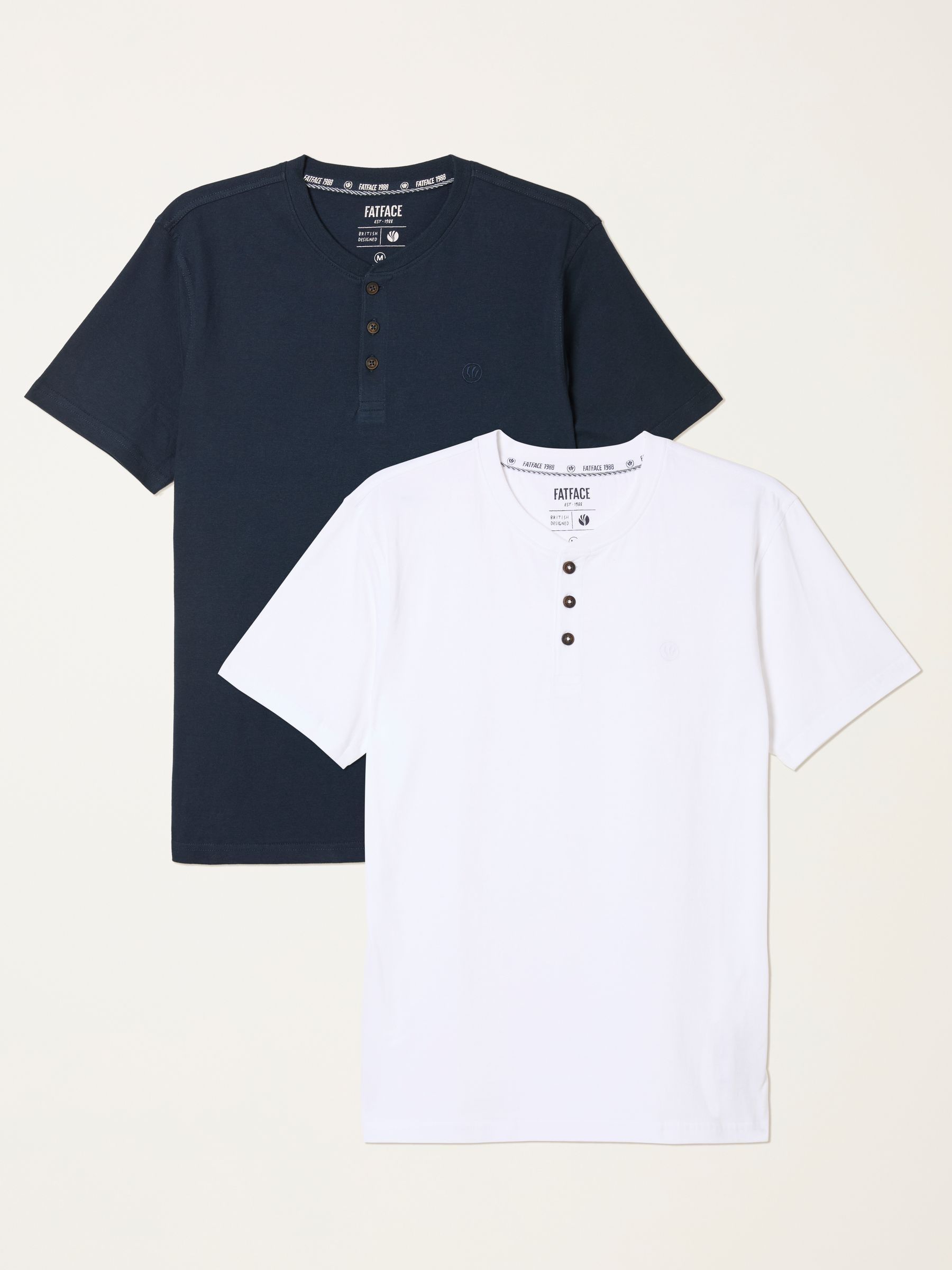 White 2 Pack Short Sleeve Henley - Image 1 of 8