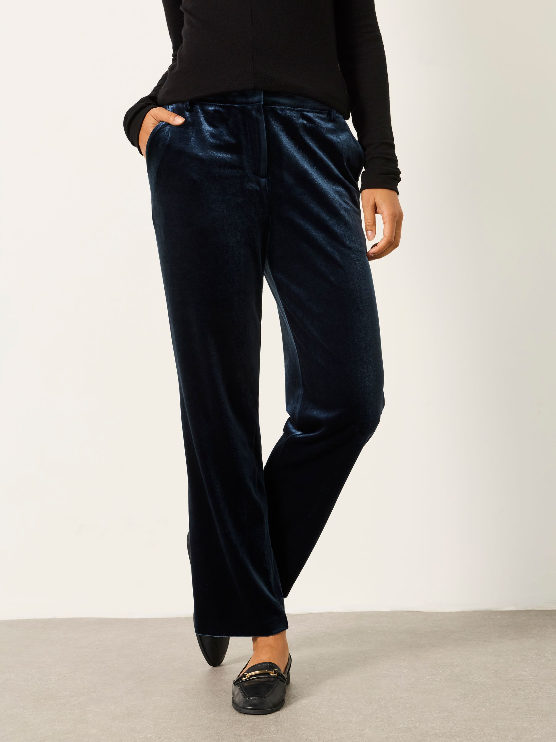 Tilly Blue Tapered Velvet Trousers - Image 1 of 6 Tilly Blue Tapered Velvet Trousers - Image 1 of 6