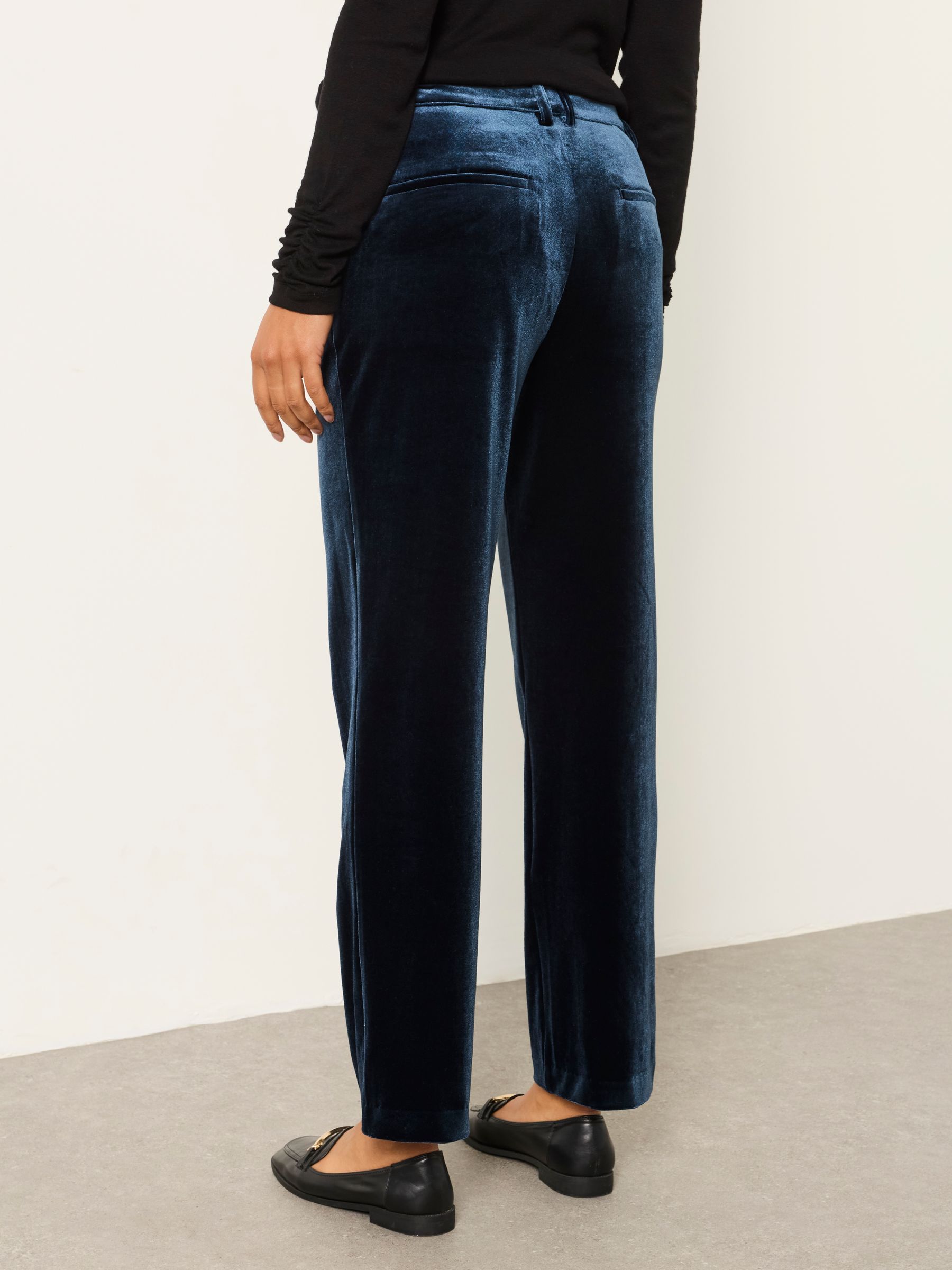 Tilly Blue Tapered Velvet Trousers - Image 2 of 6 Tilly Blue Tapered Velvet Trousers - Image 2 of 6