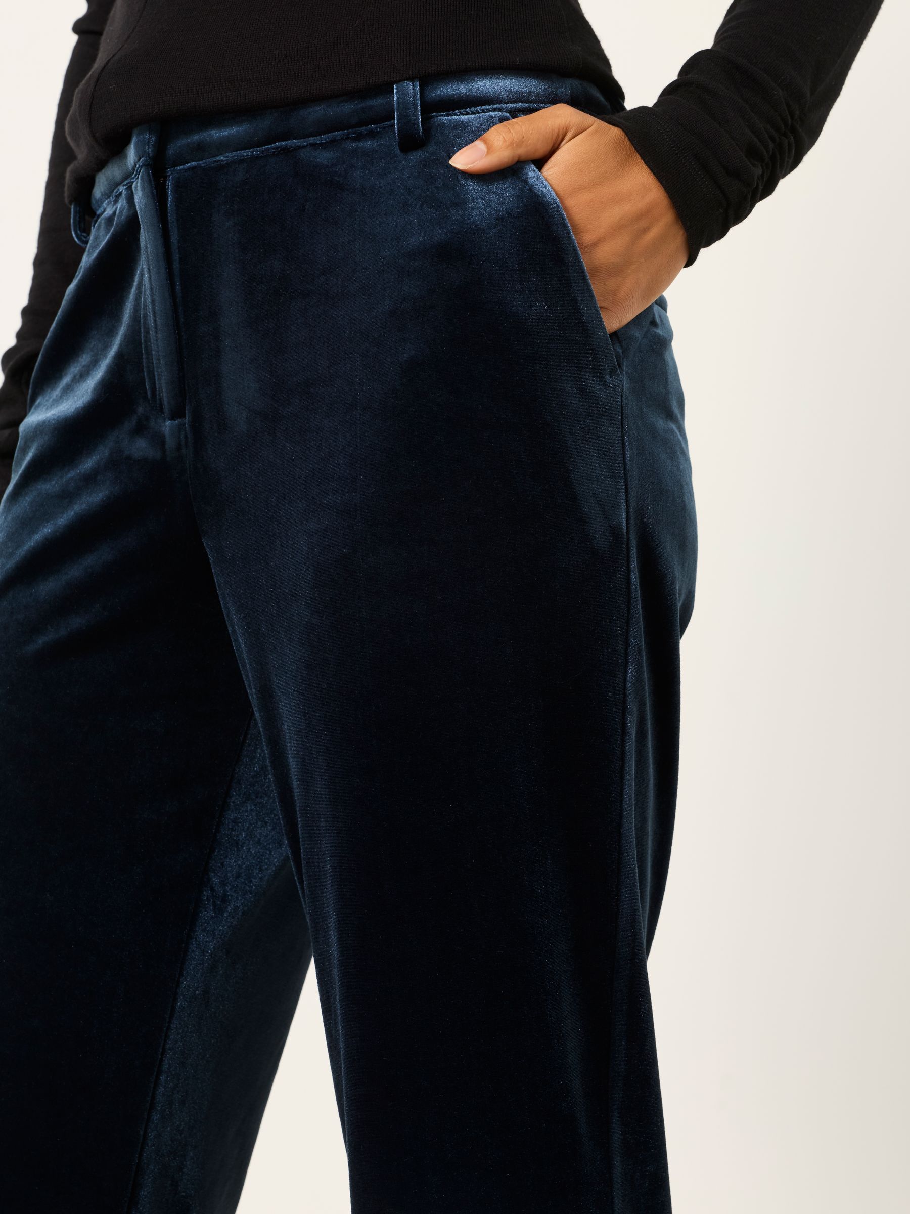 Tilly Blue Tapered Velvet Trousers - Image 3 of 6